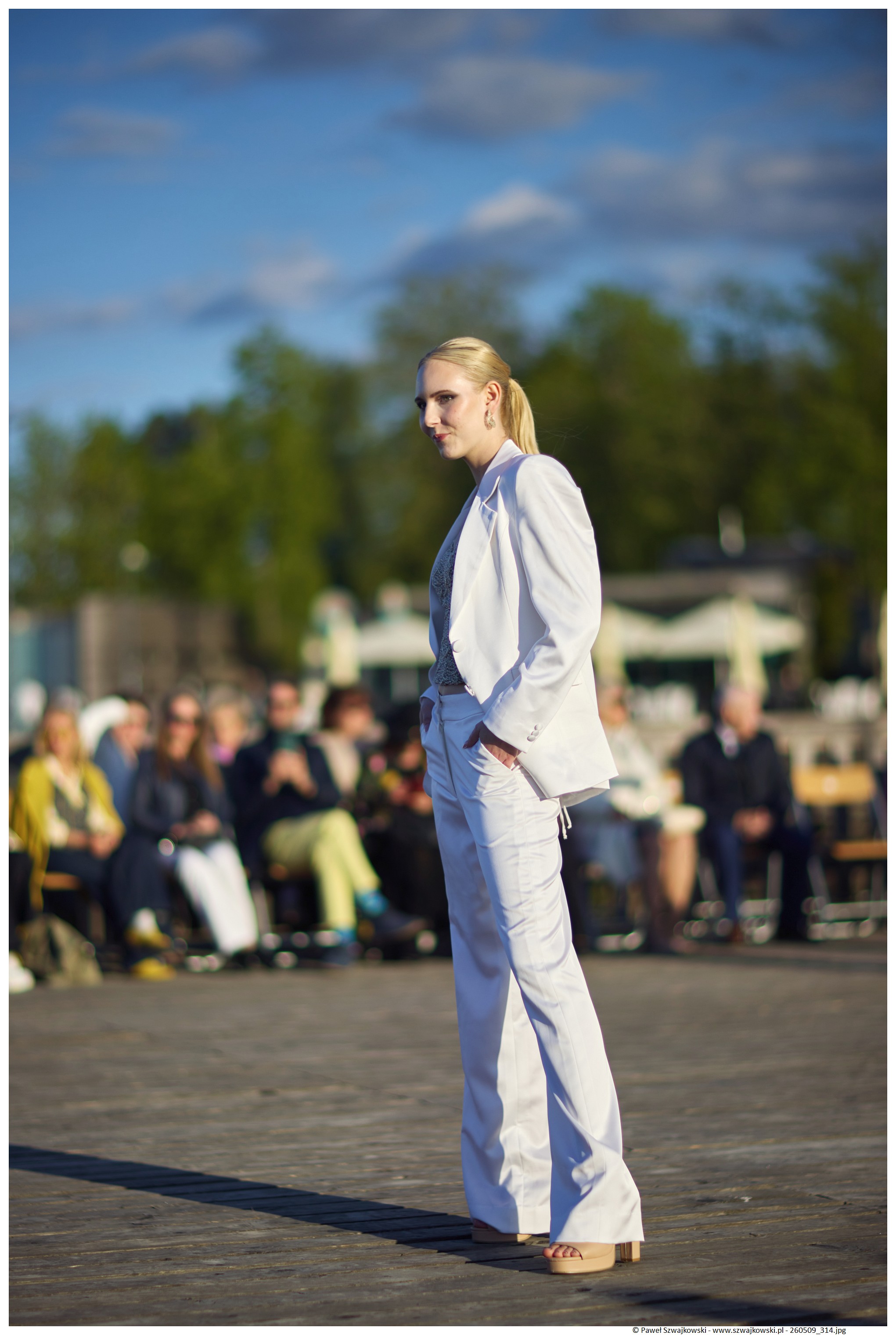 ailored White Satin Suit
