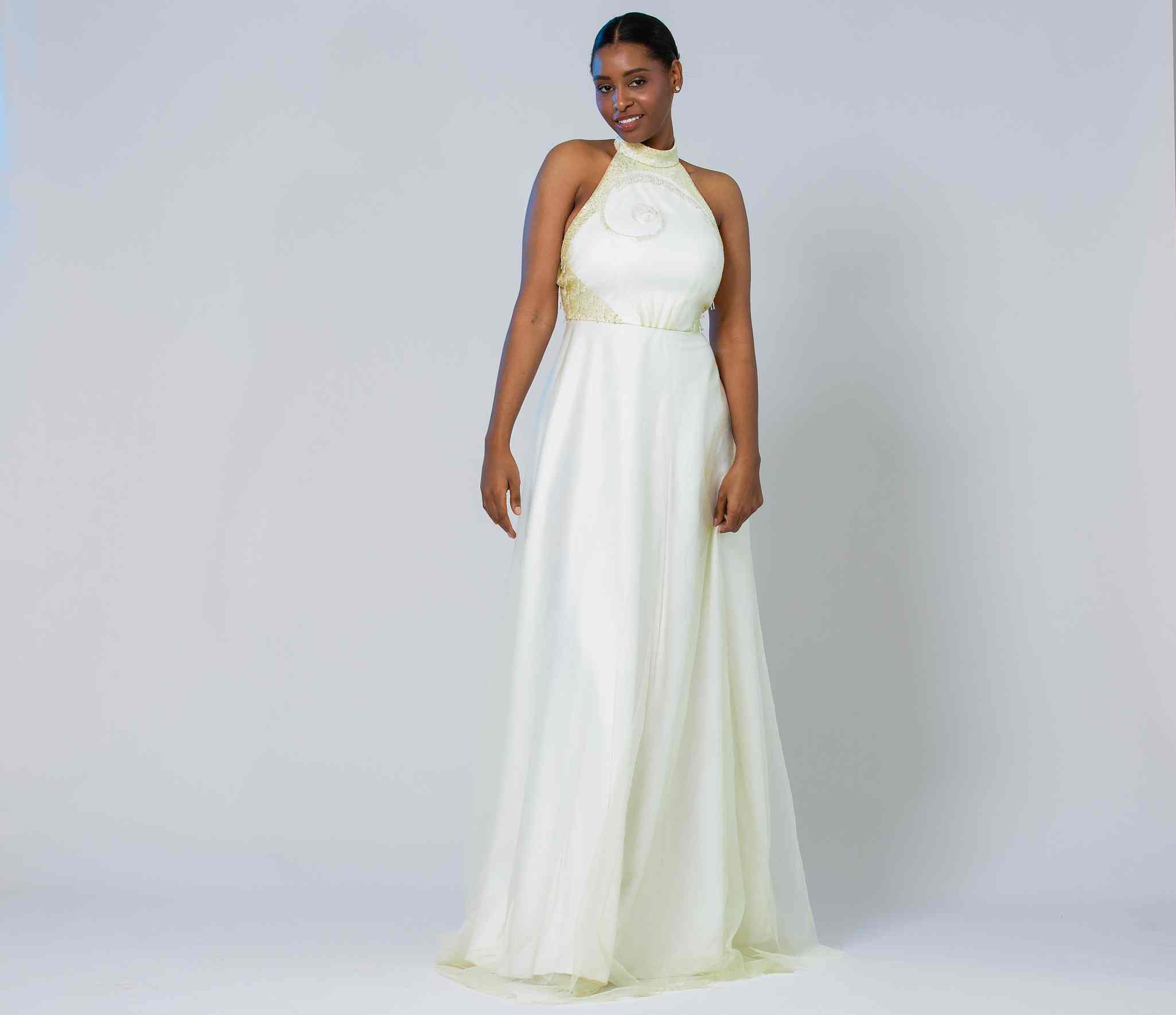 HALTHER NECK A-LINE GOWN