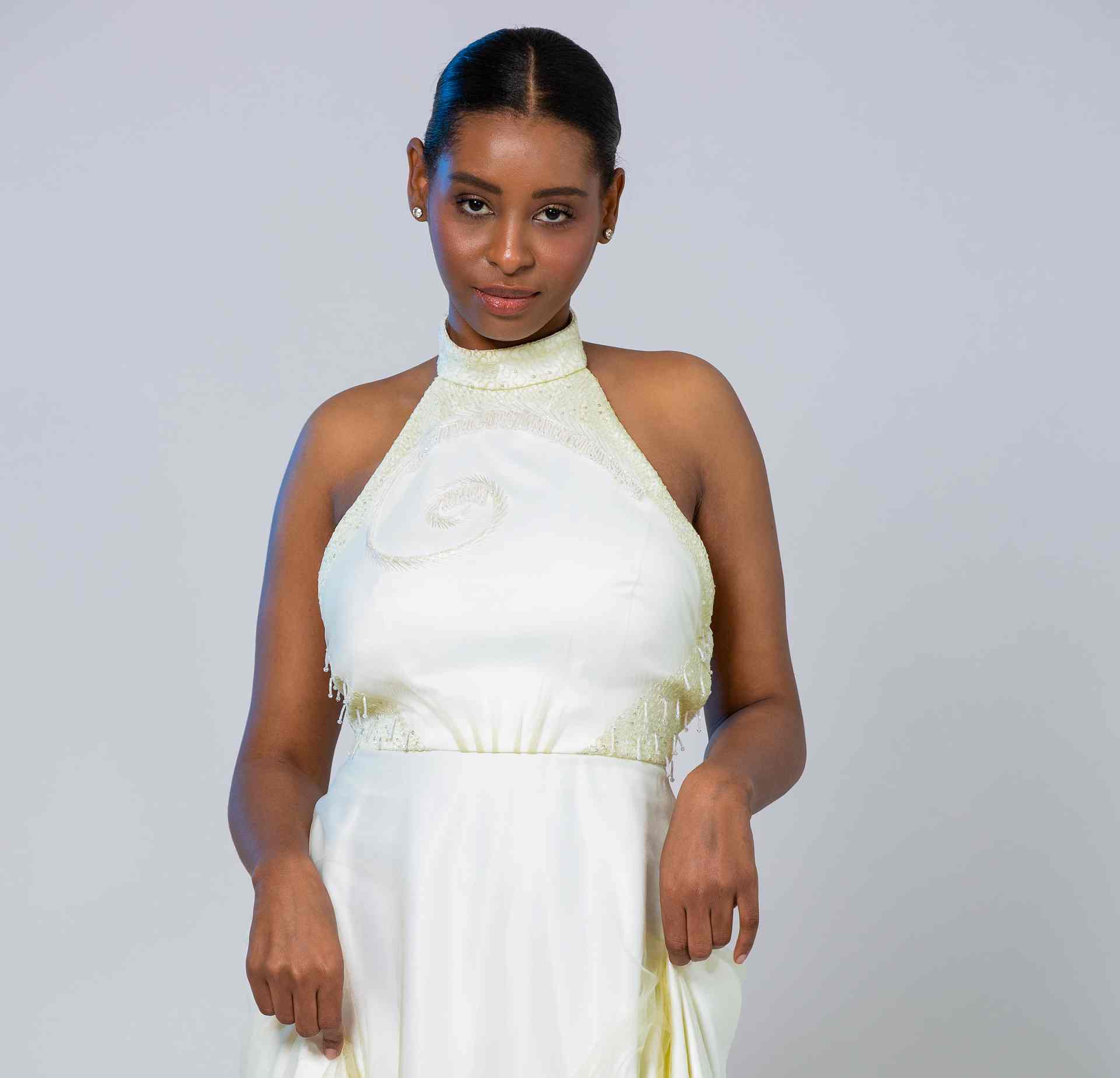 HALTHER NECK A-LINE GOWN