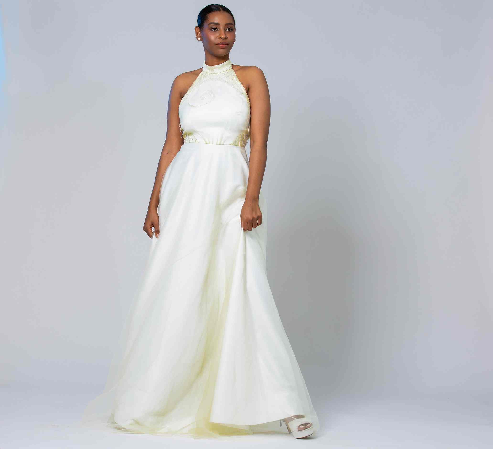 HALTHER NECK A-LINE GOWN