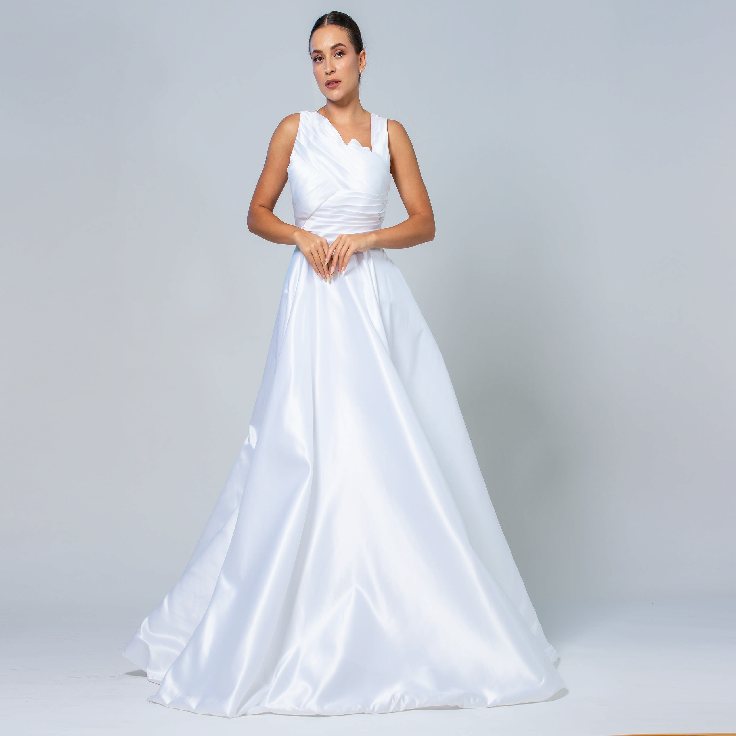 ASYMMETRICAL SATIN BALL GOWN
