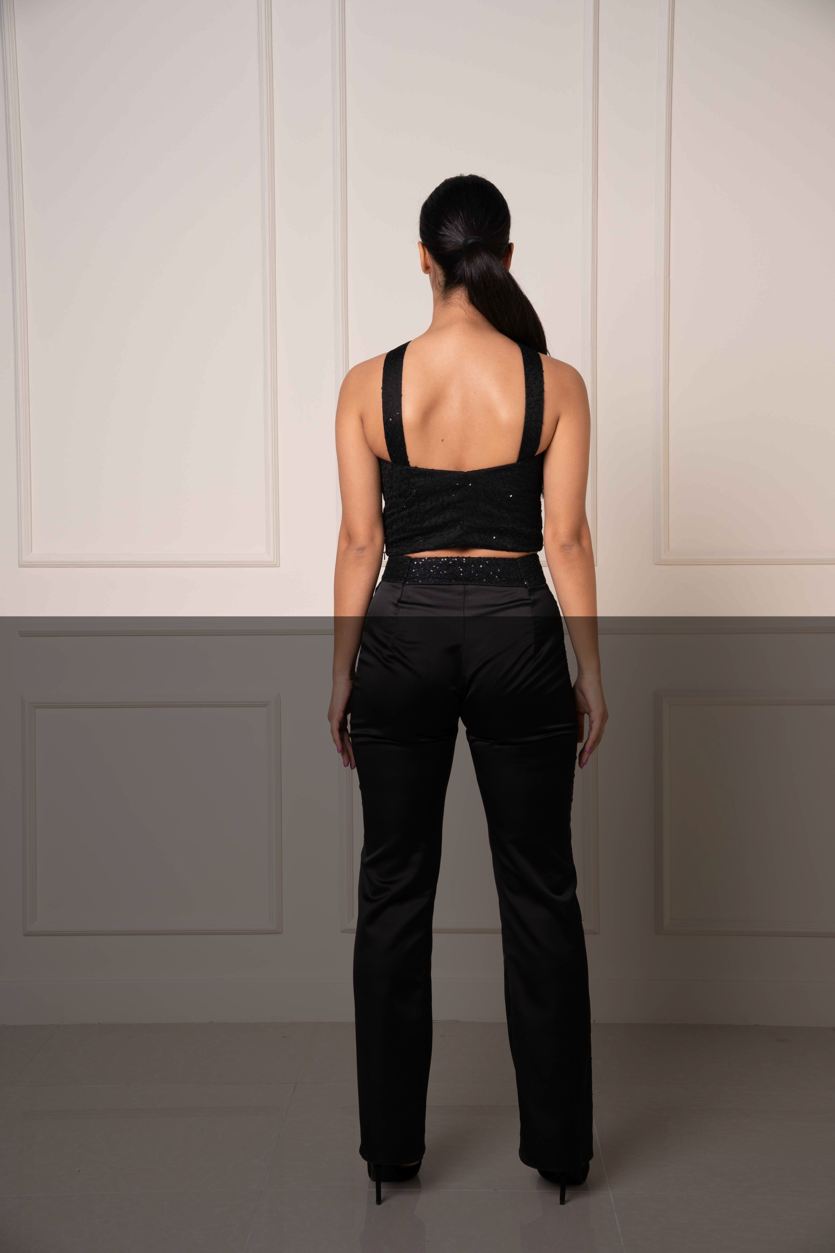 BEADED FRINGE CROSS-HALTER TOP