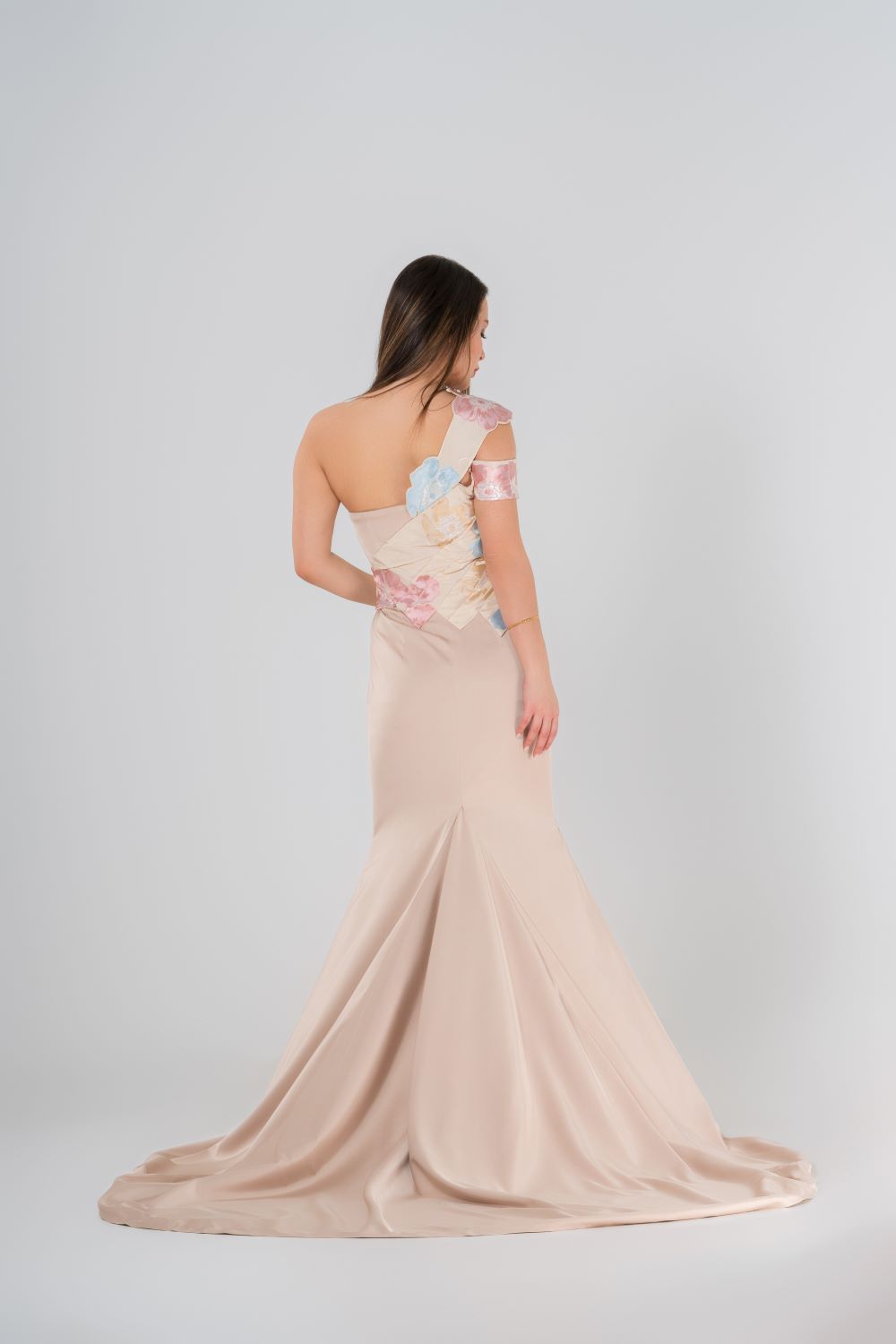 BLUSH GARDEN ONE-SHOULDER GOWN