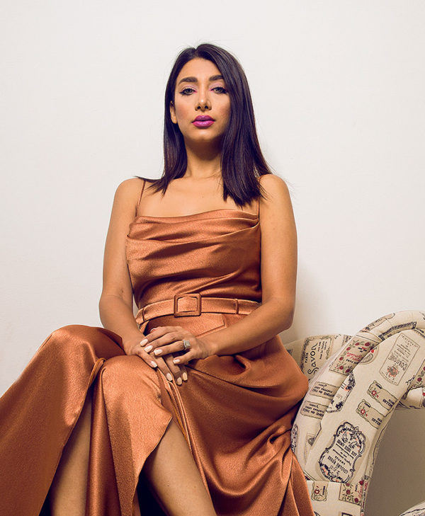 COPPER LUXE DRAPE GOWN