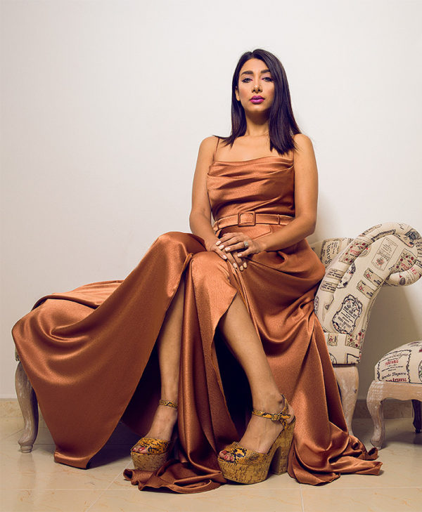 COPPER LUXE DRAPE GOWN
