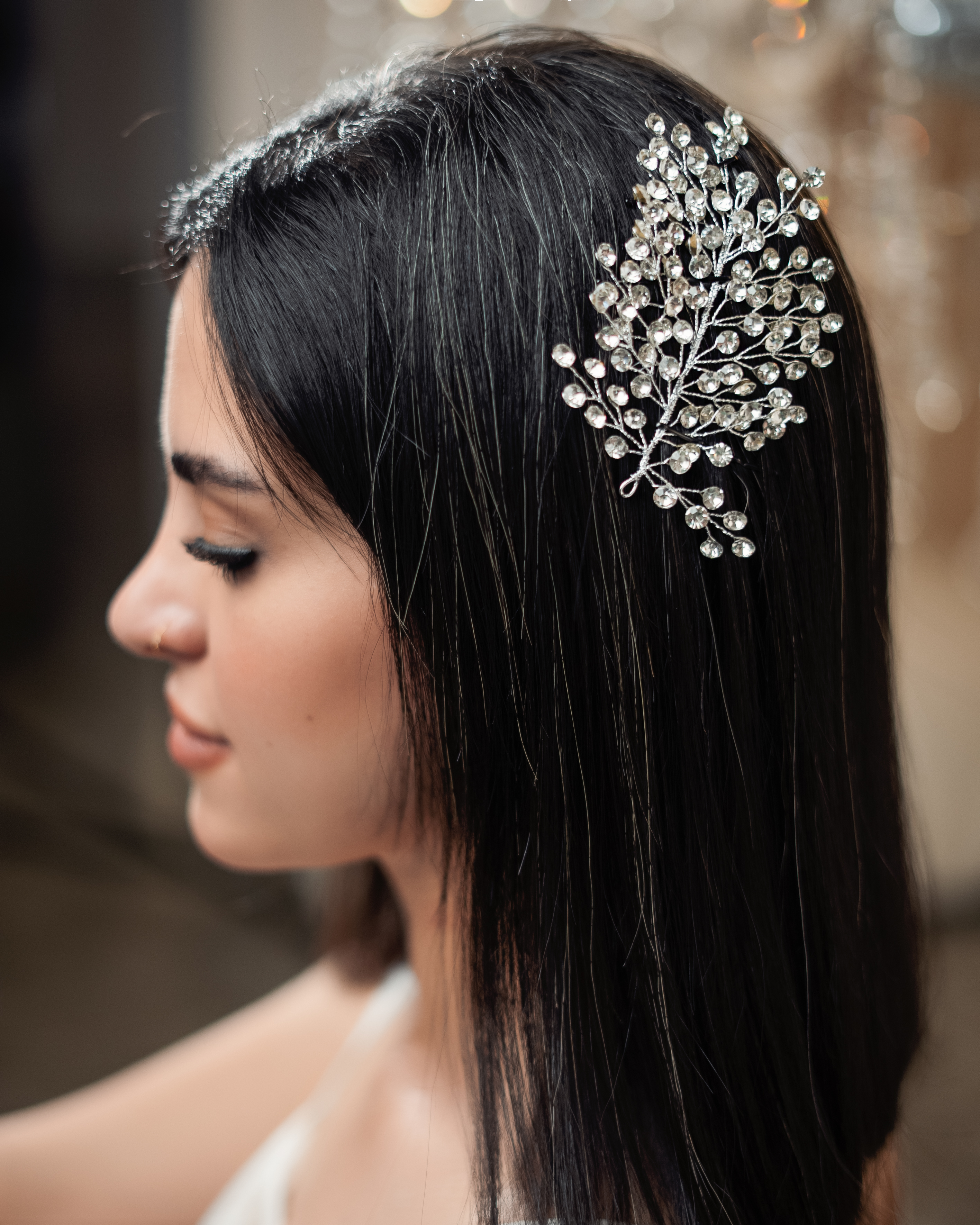 CRYSTAL BRANCH BRIDAL HAIR CLIP