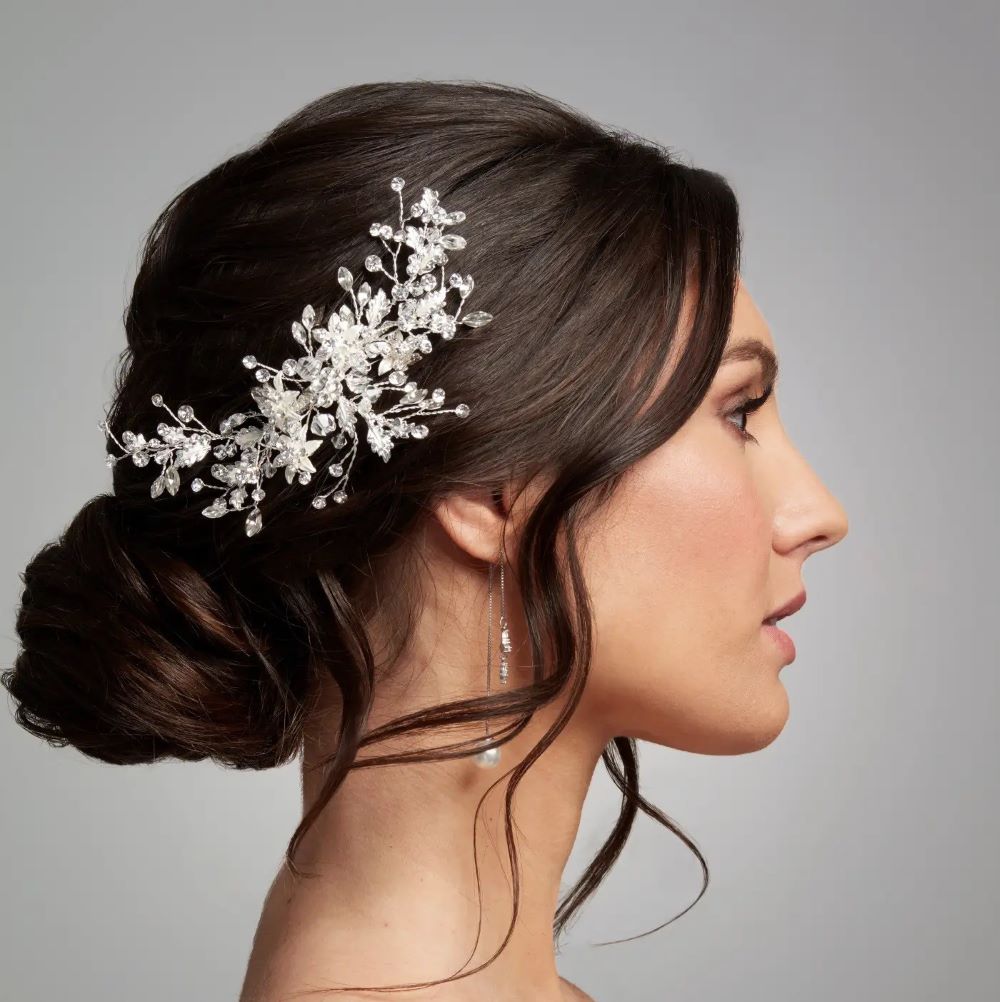 CRYSTAL BRANCH FLORAL BRIDAL HAIR COMB