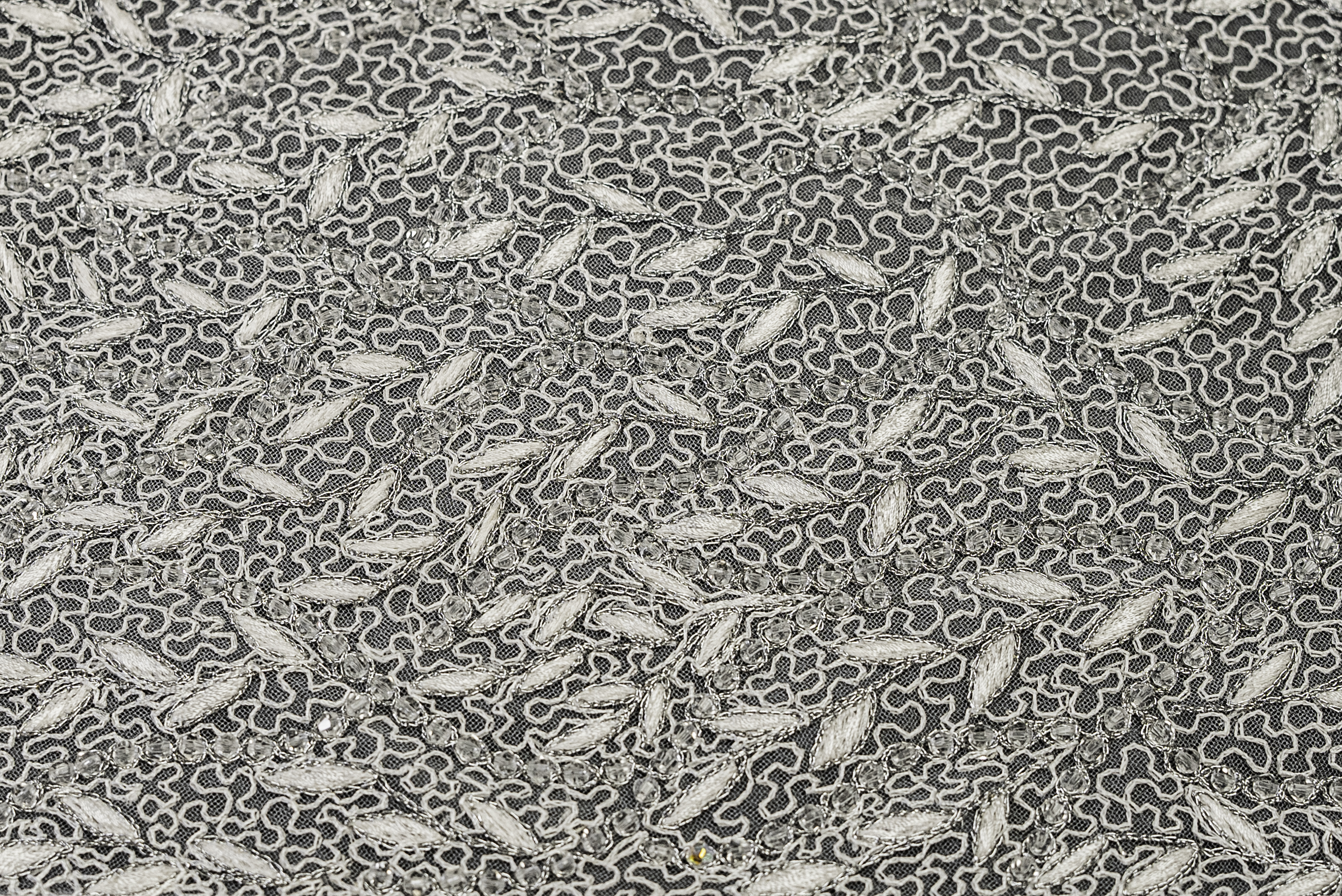 CRYSTAL LEAF EMBELLISHED MESH