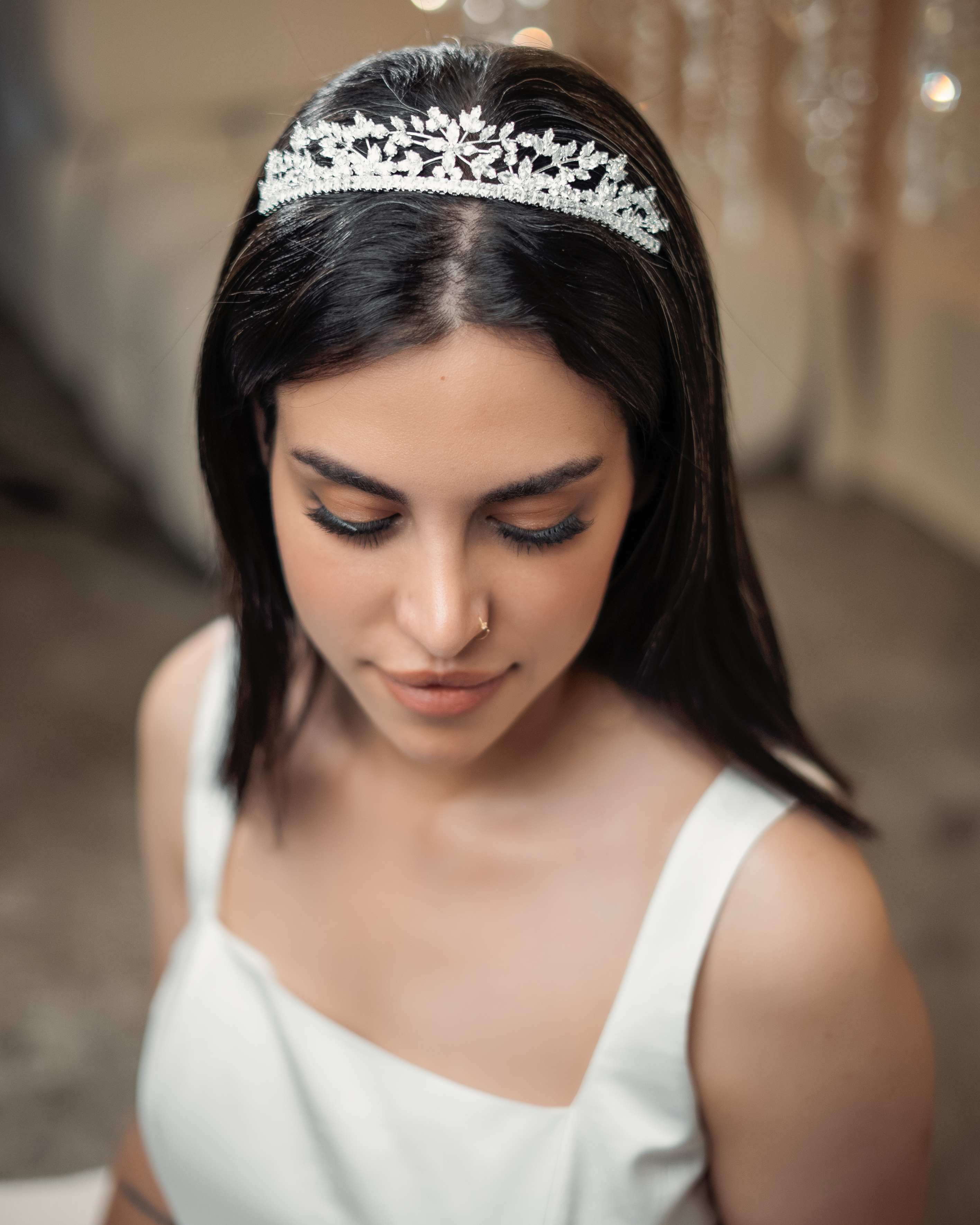 CRYSTAL LEAF VINE BRIDAL TIARA