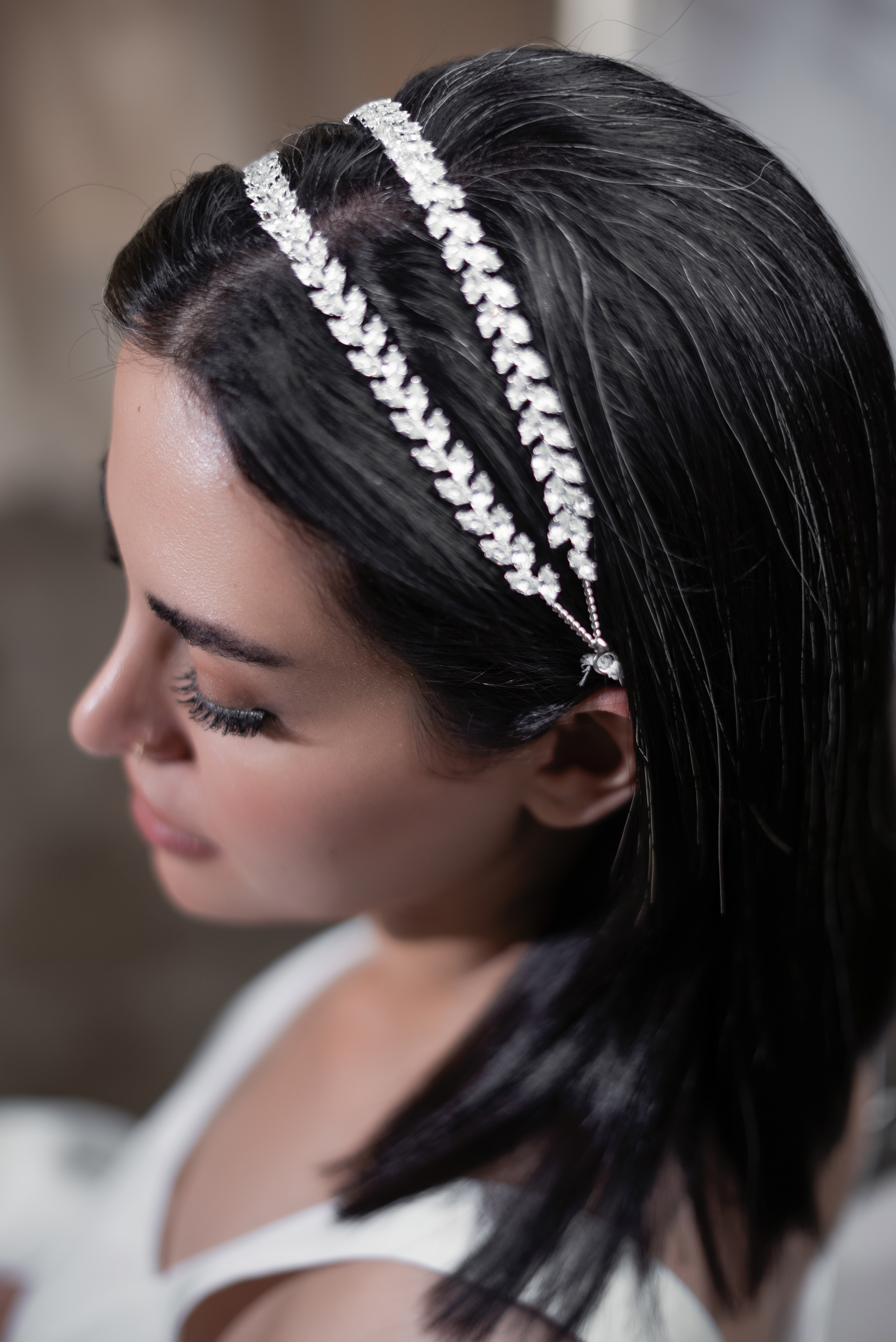DOUBLE CRYSTAL LEAF HEADBAND