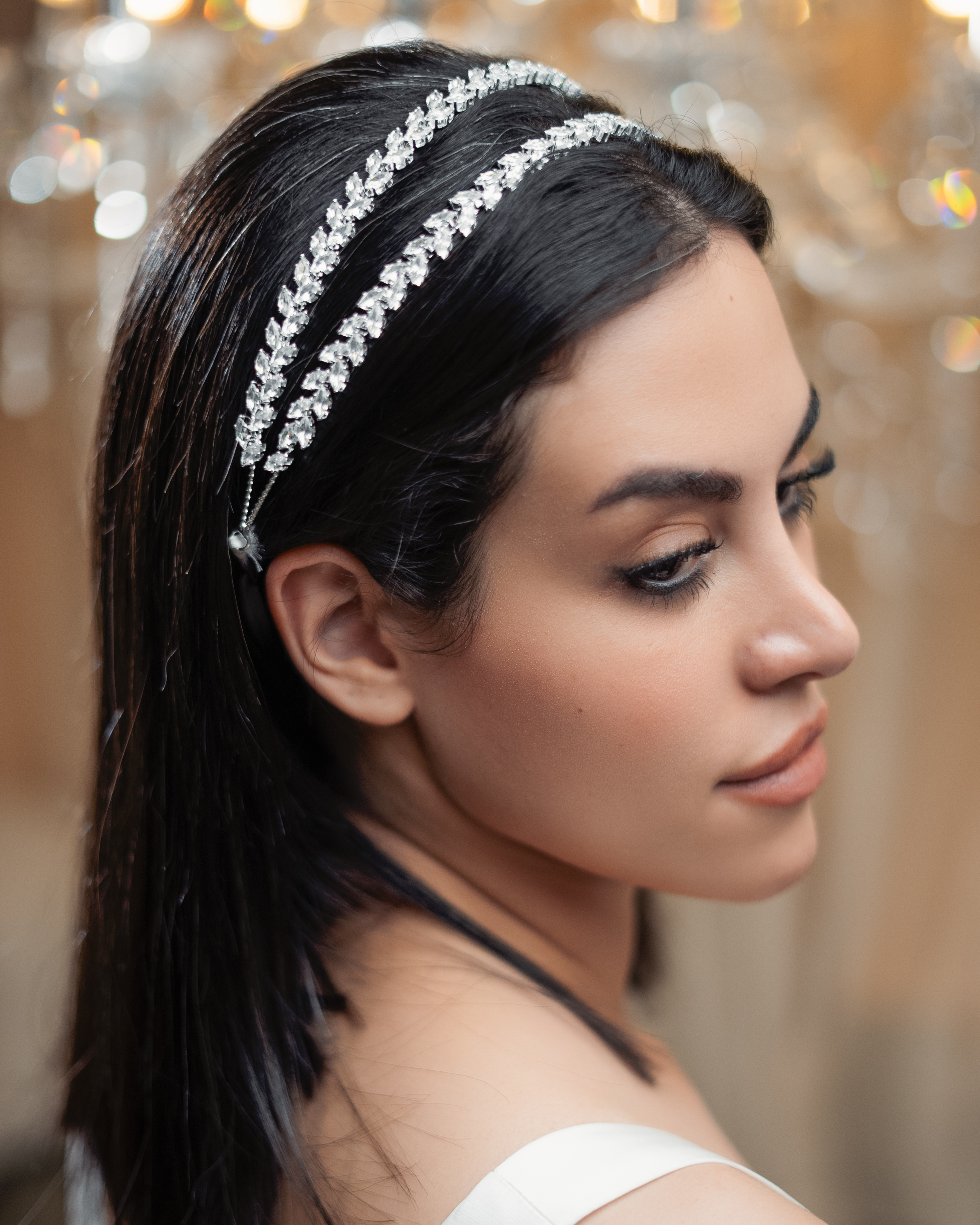 DOUBLE CRYSTAL LEAF HEADBAND