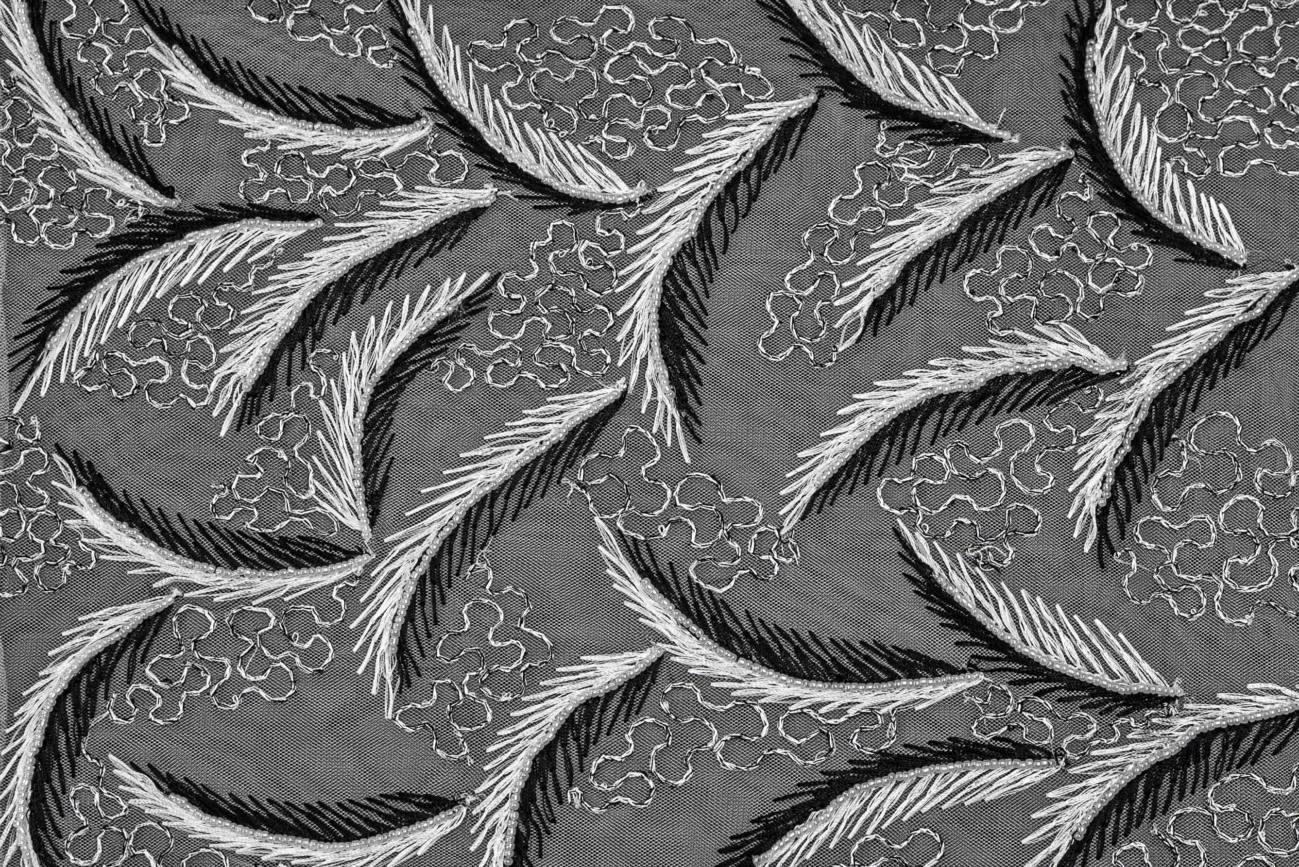 DUAL-TONE FERN EMBROIDERY TULLE