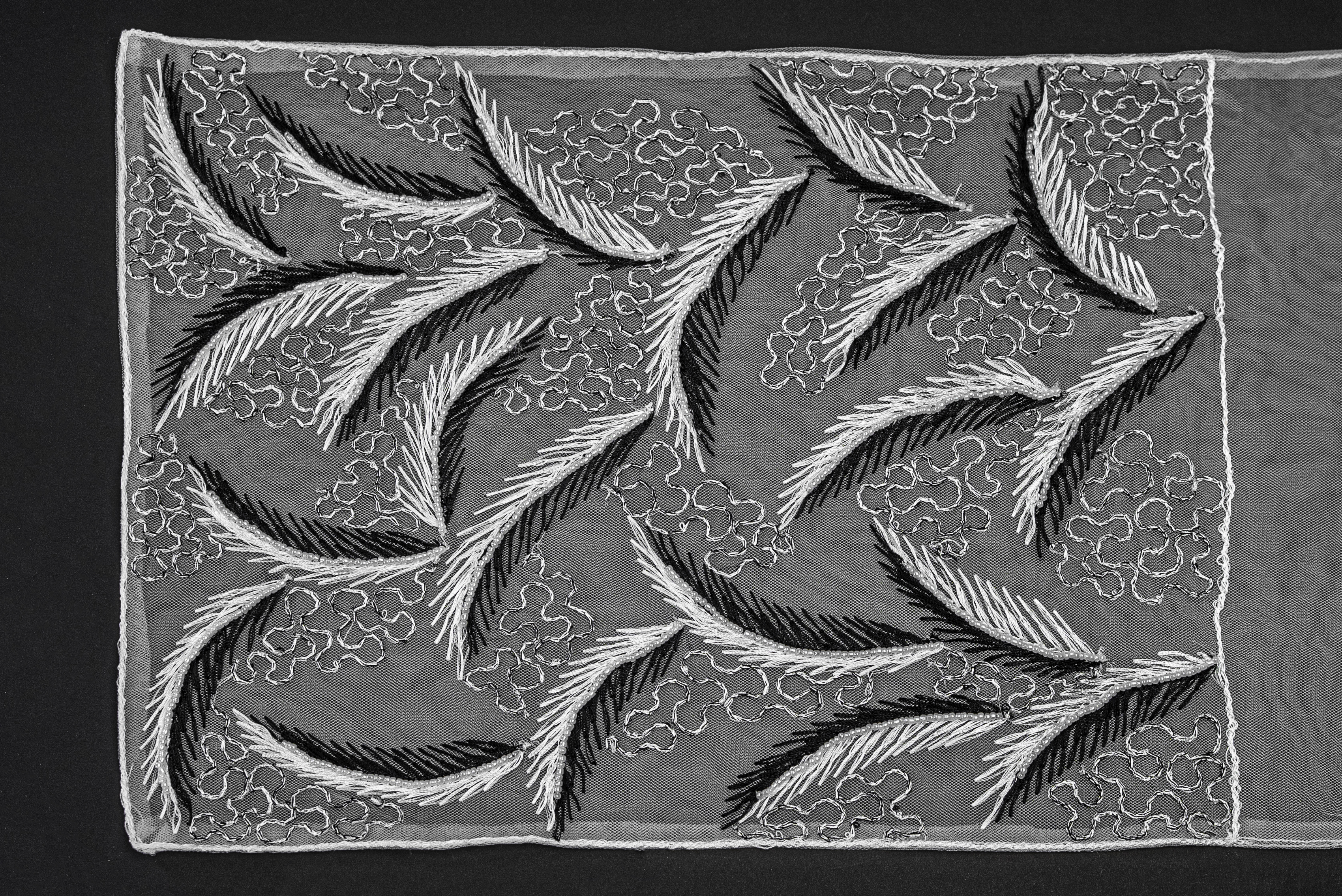 DUAL-TONE FERN EMBROIDERY TULLE