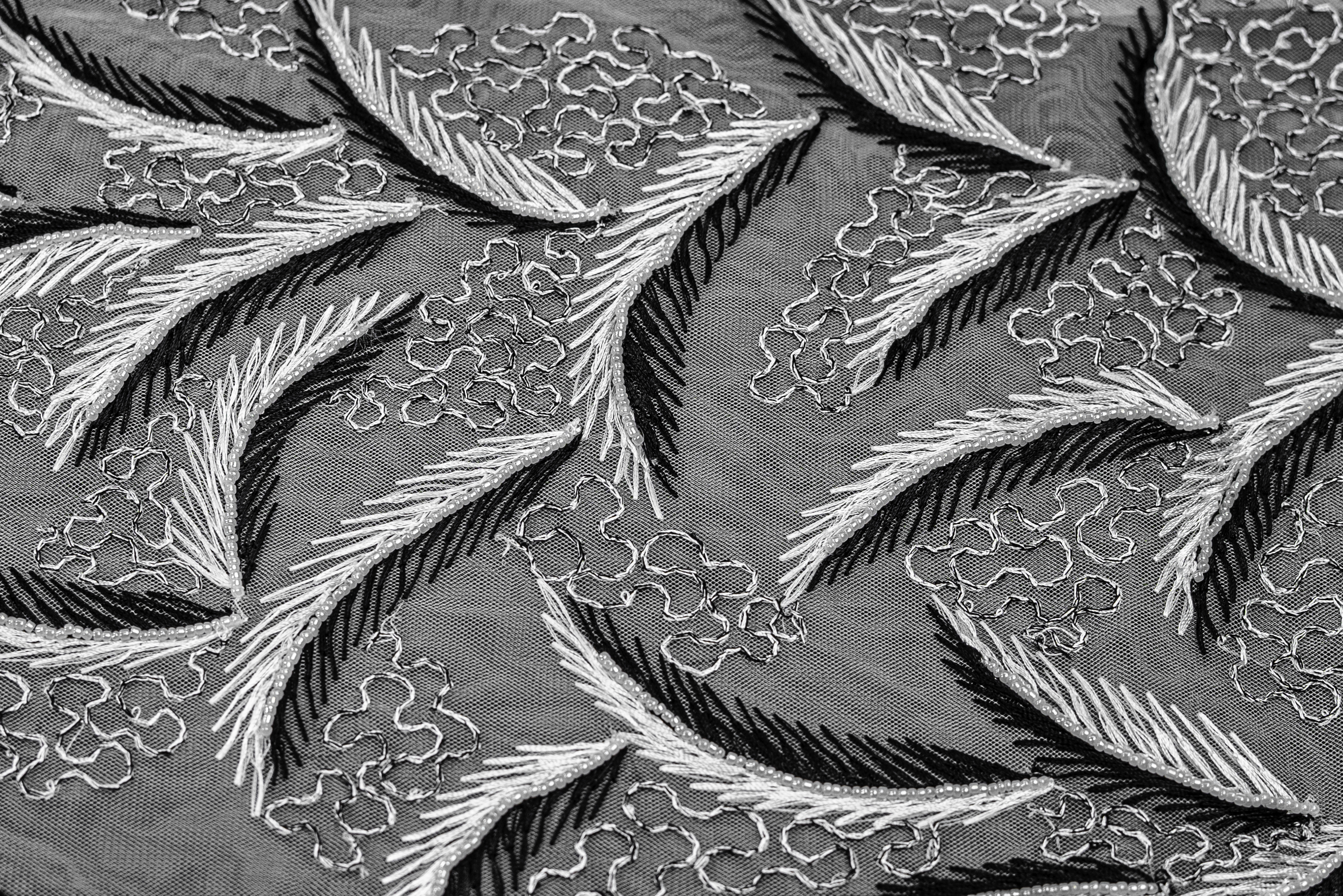 DUAL-TONE FERN EMBROIDERY TULLE