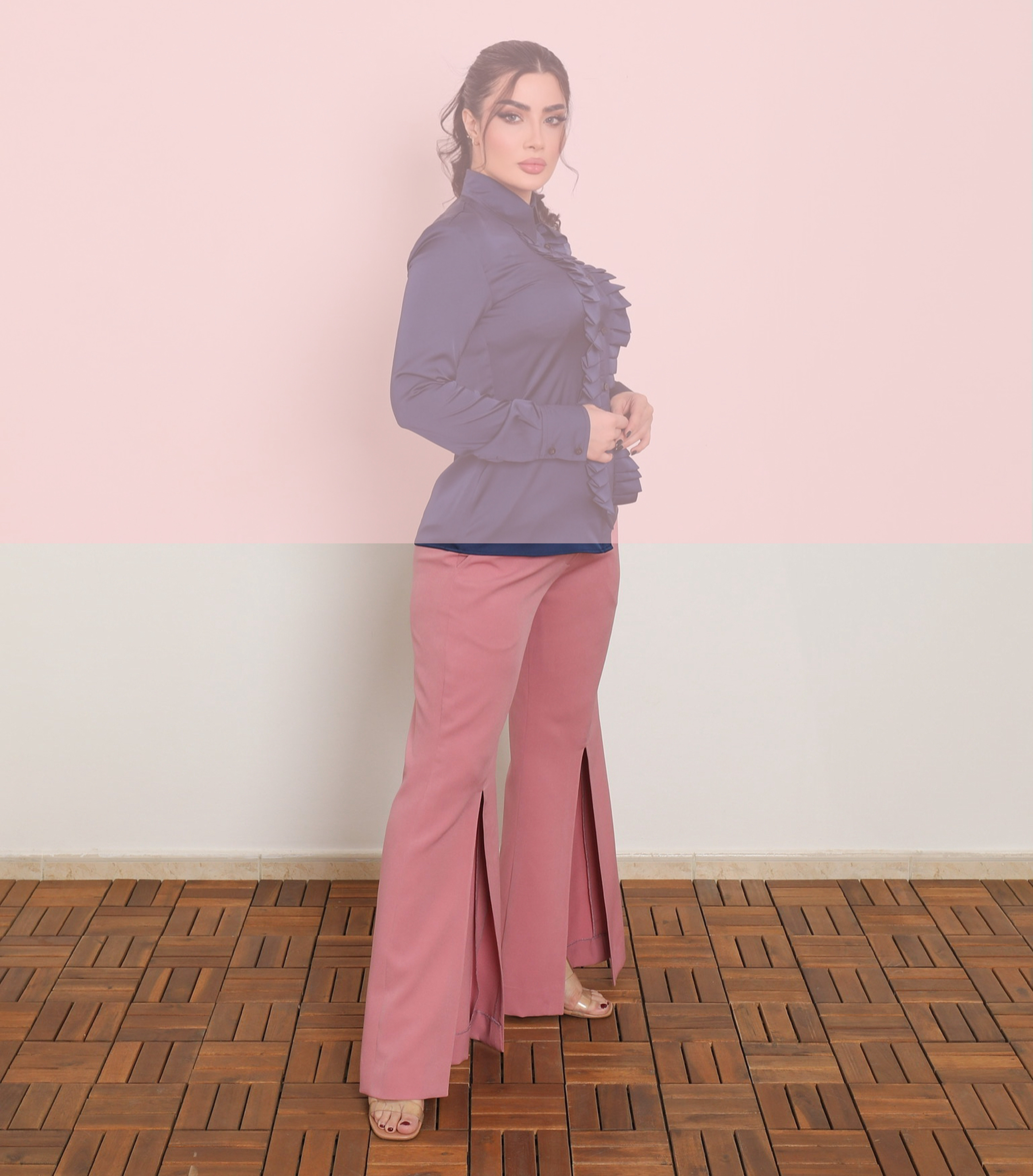 ELEGANT PINK FRONT-SLIT TROUSERS