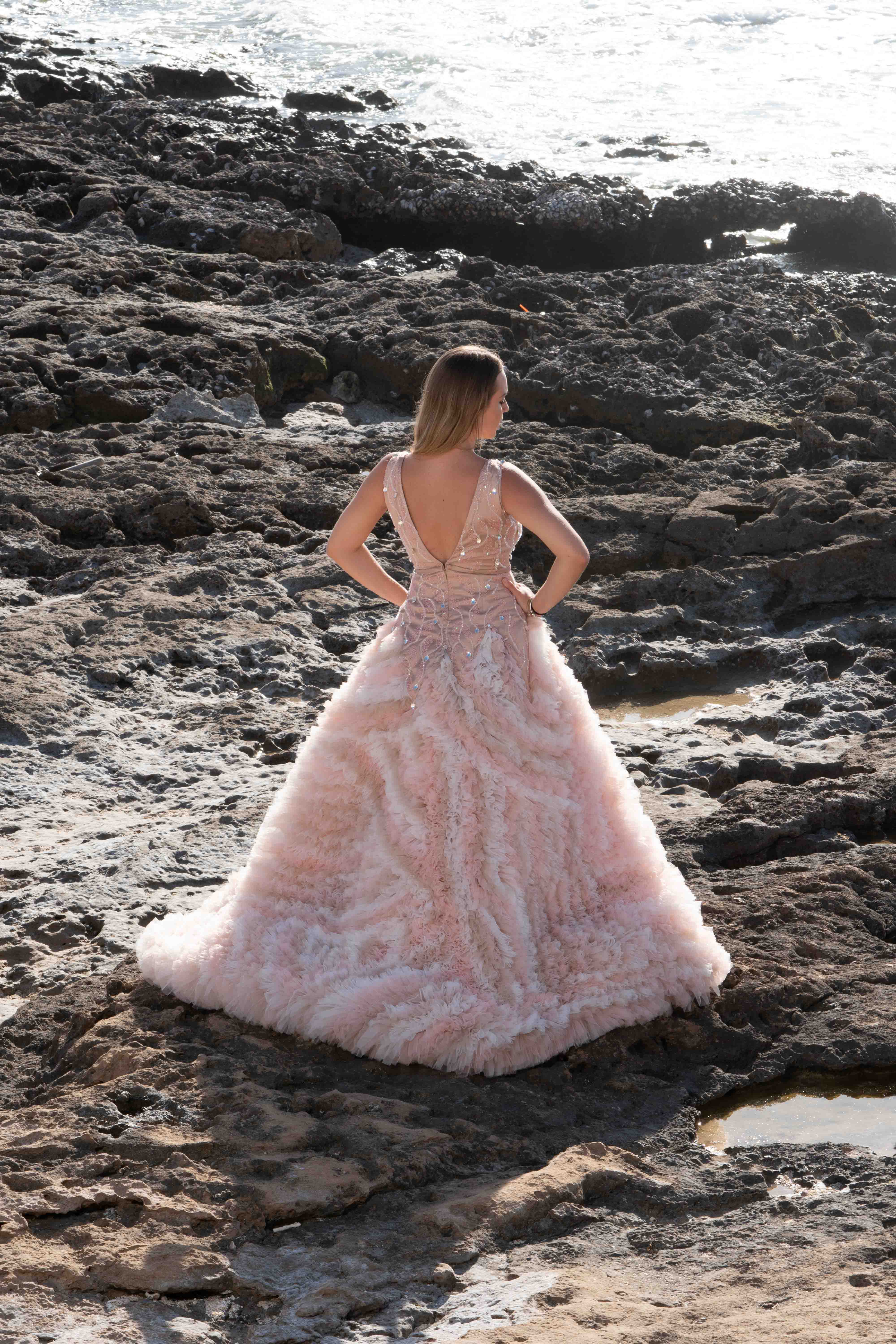 EMBELLISHED BALL GOWN WITH RUFFLED SKIRT