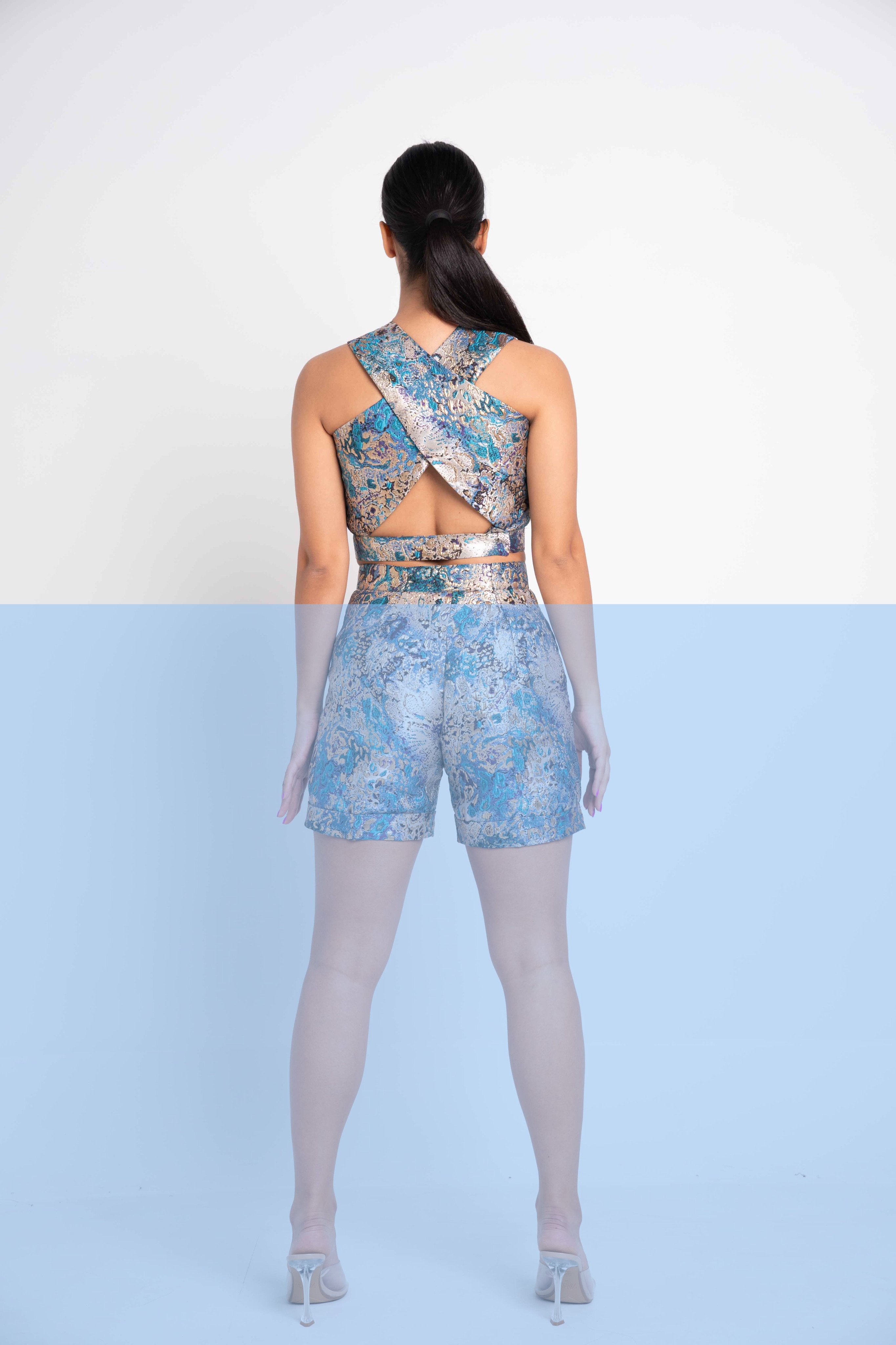 EMBELLISHED CROSS-OVER CROP TOP