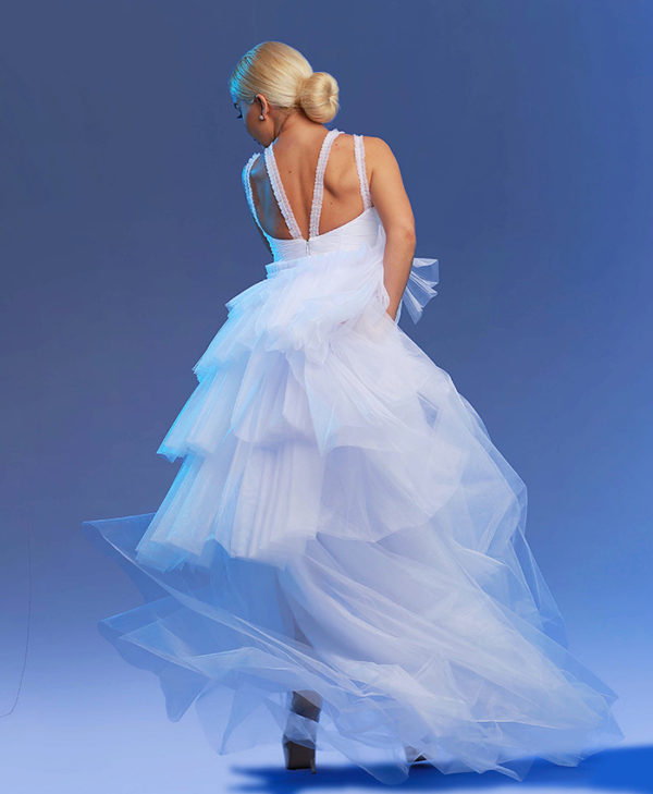 EMBROIDERED TULLE GOWN