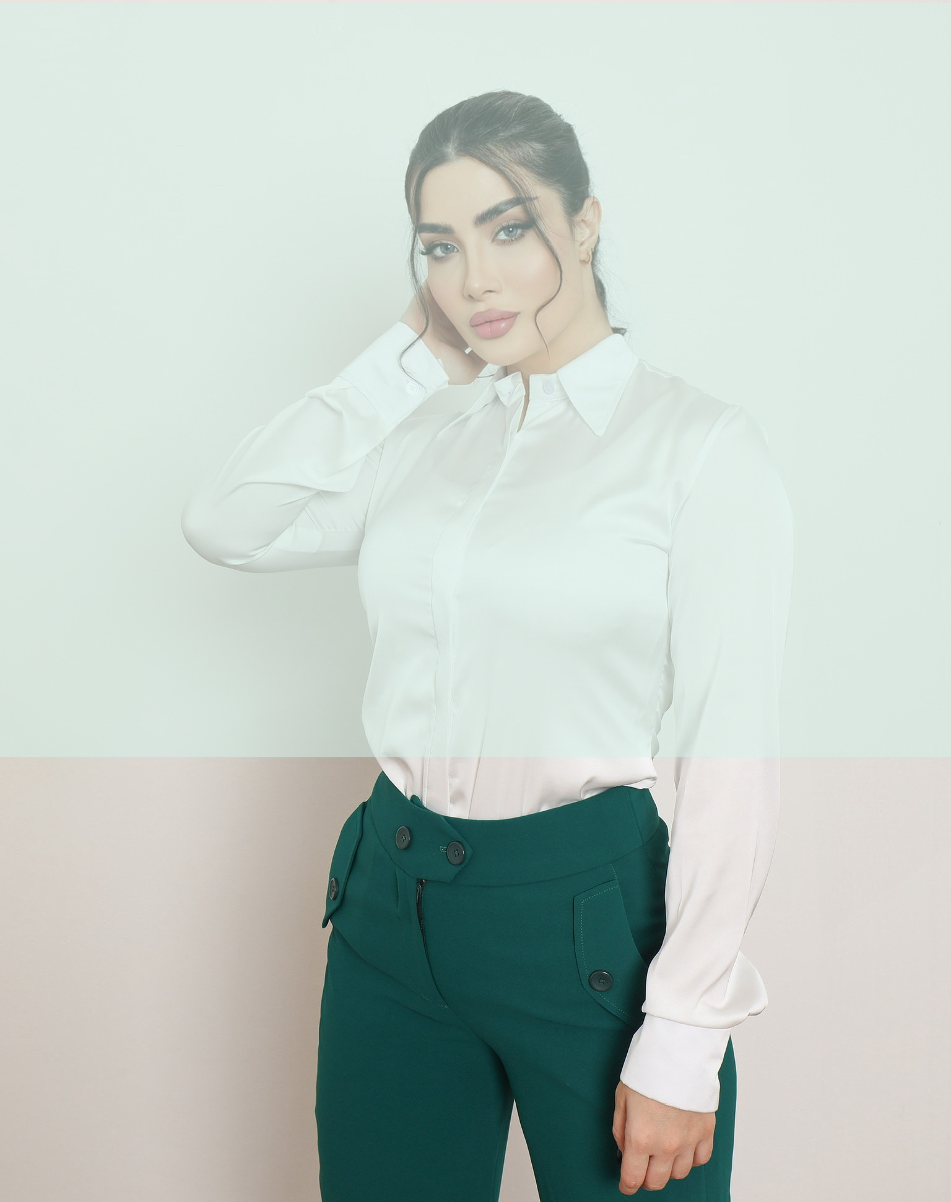 EMERALD GREEN WIDE-LEG TROUSERS