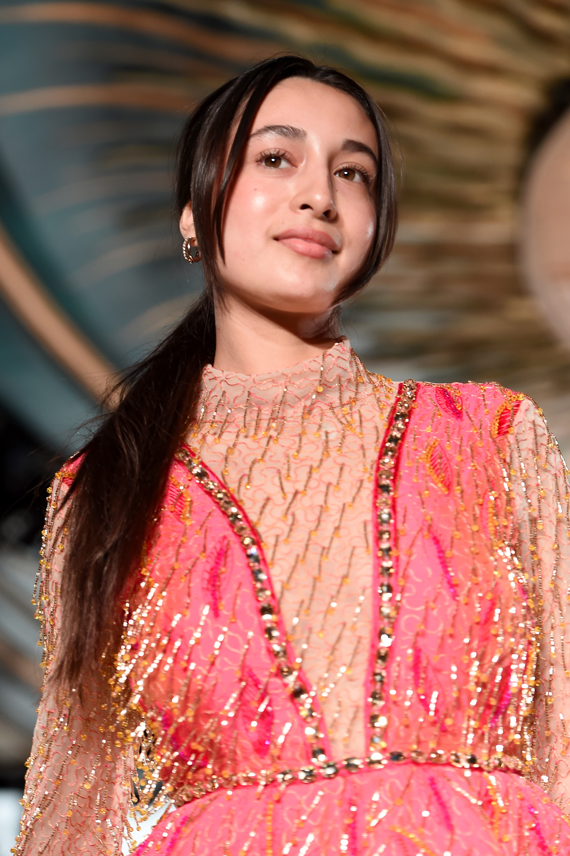 FIESTA PINK EMBELLISHED MINI DRESS