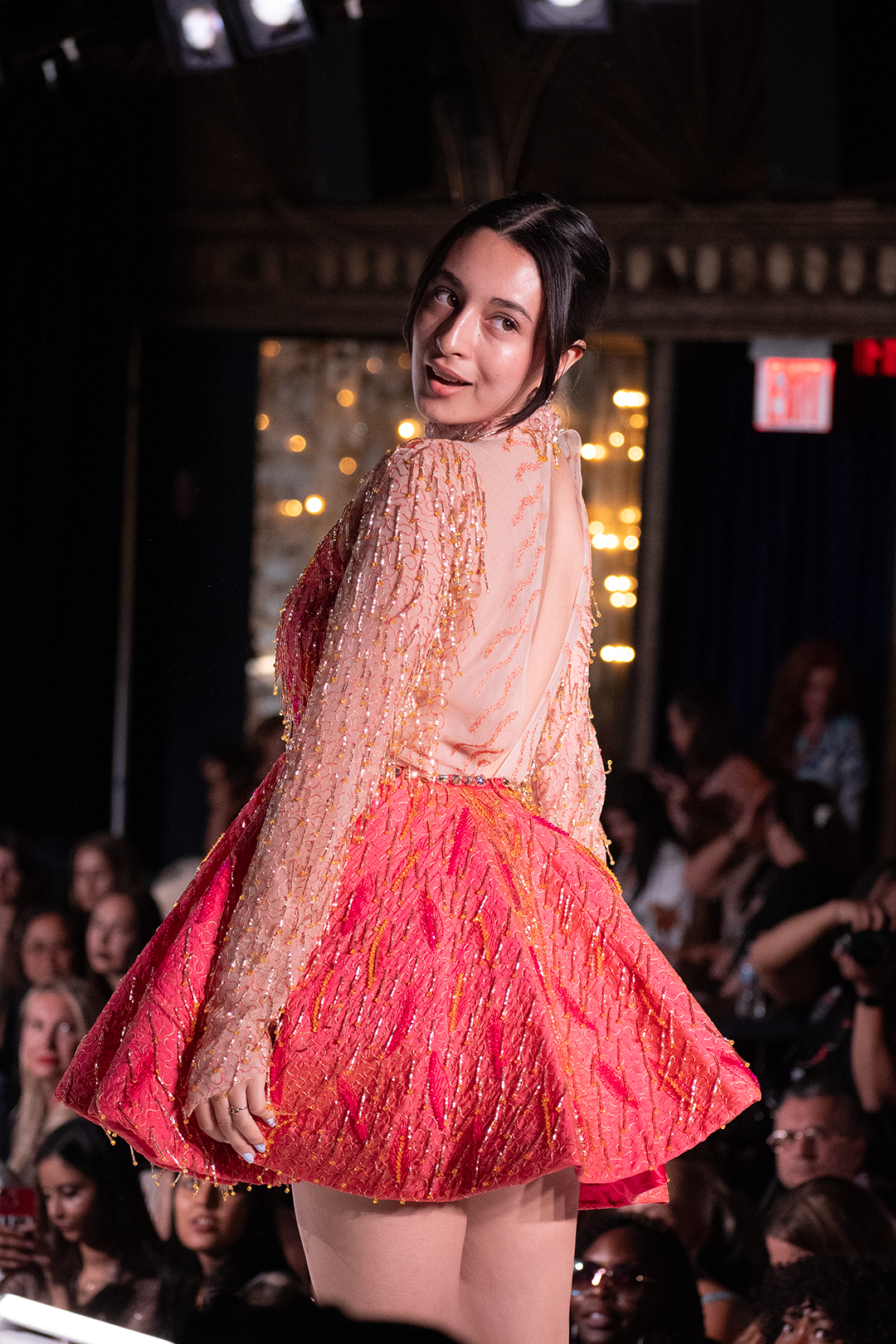 FIESTA PINK EMBELLISHED MINI DRESS