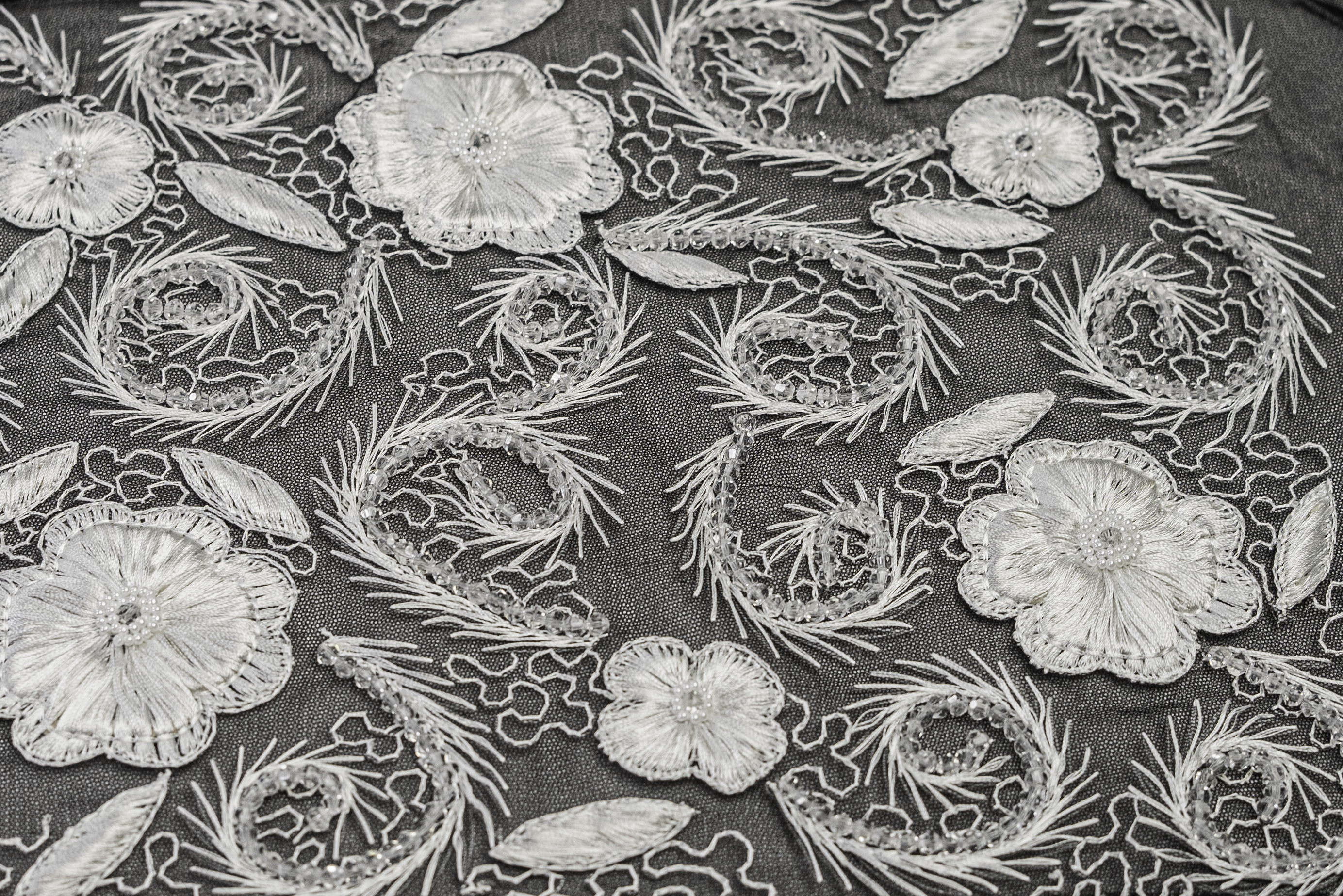 FLORAL PAISLEY EMBELLISHED MESH