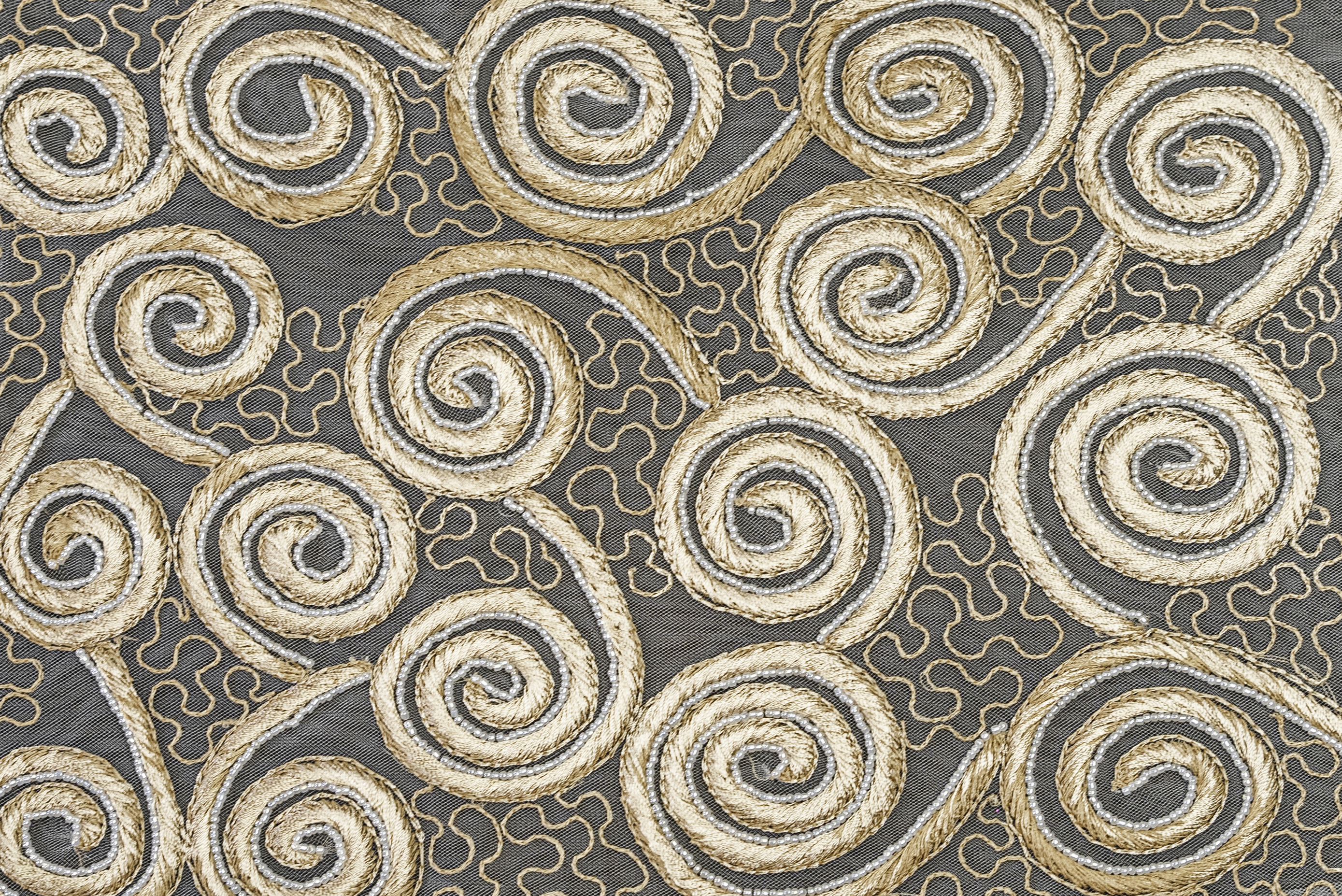 GOLDEN SPIRAL EMBROIDERY TULLE