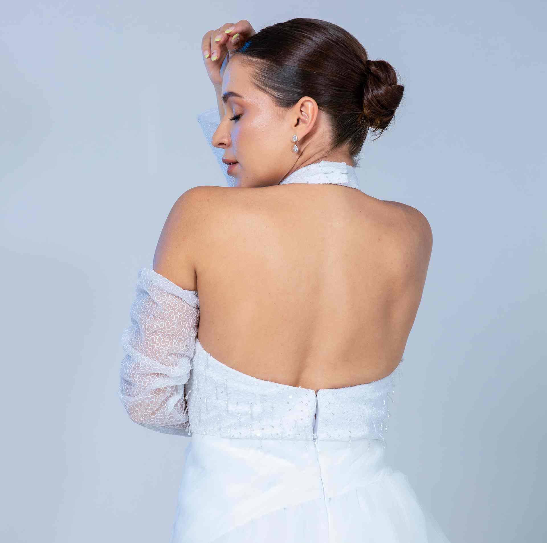 HALTER LACE TULLE GOWN