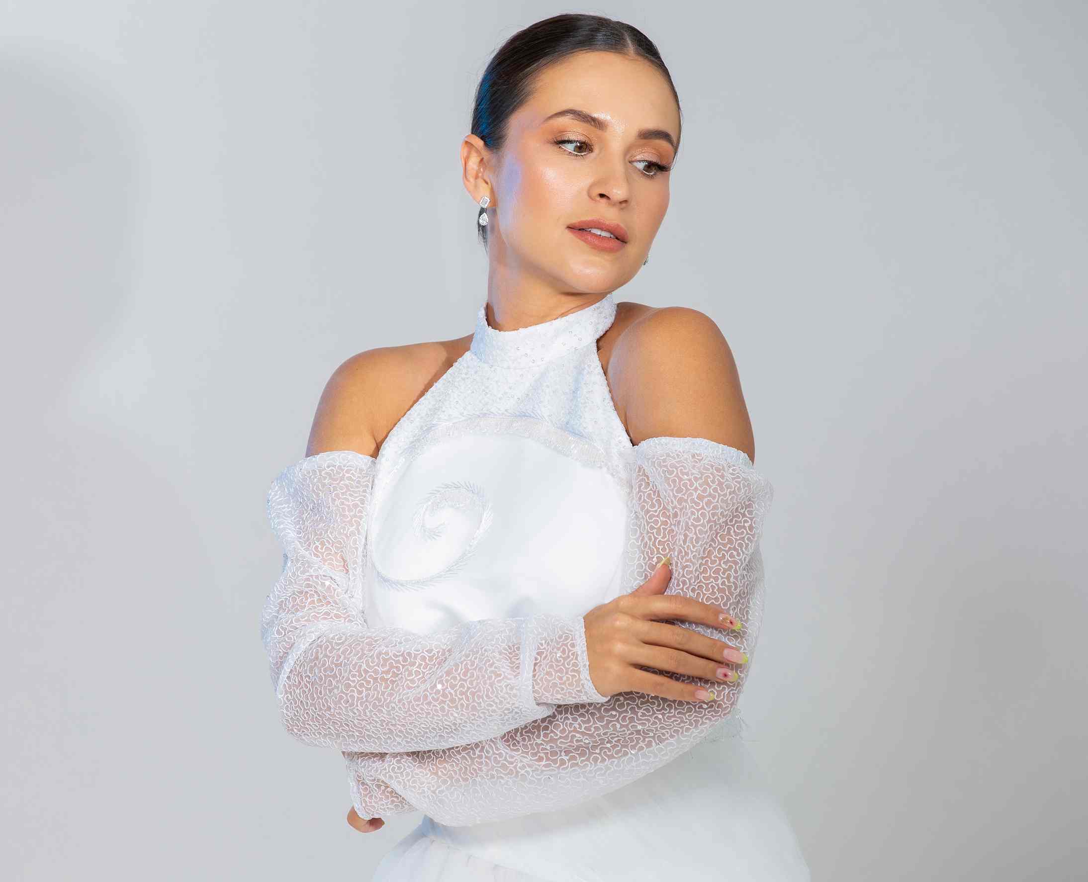 HALTER LACE TULLE GOWN