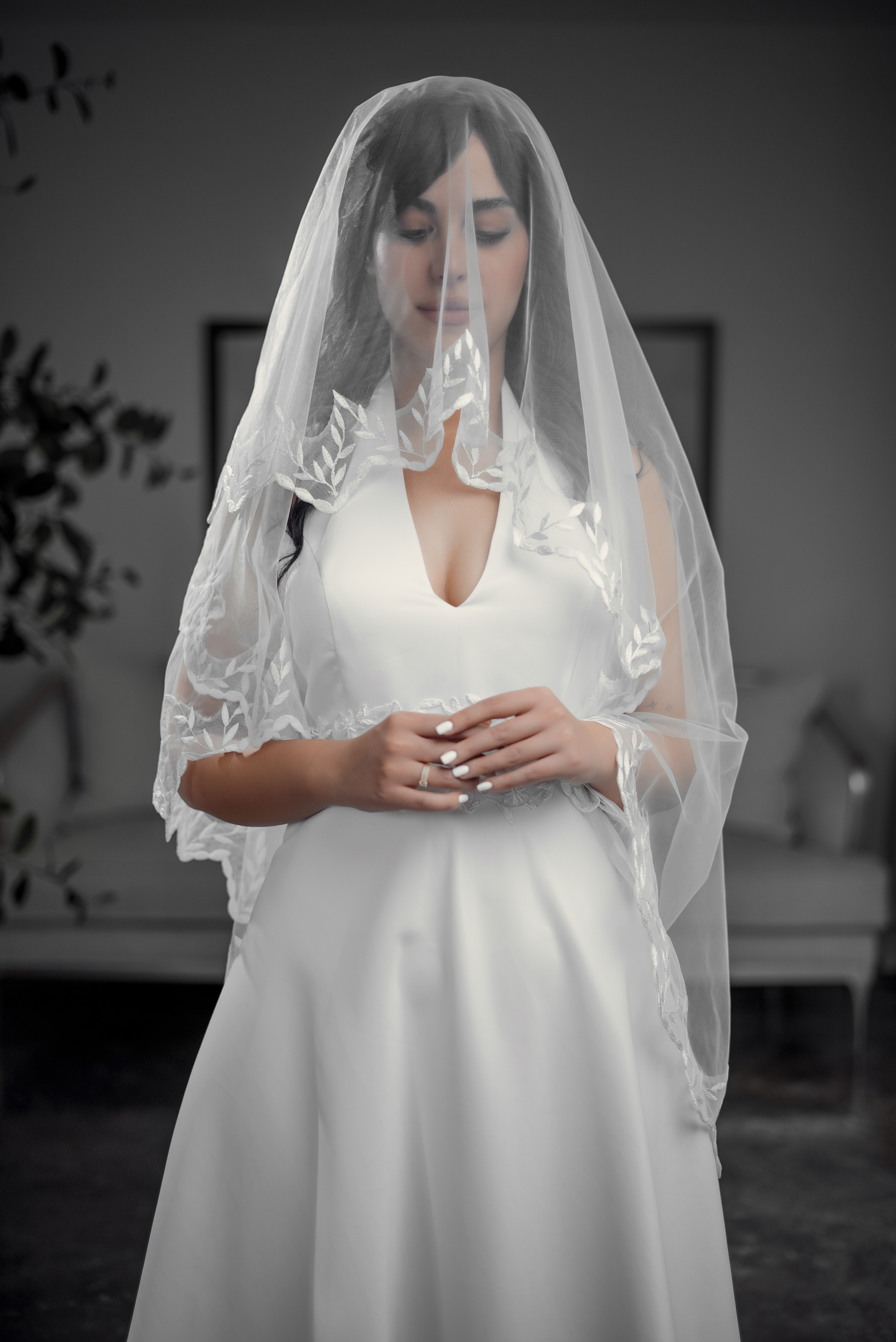 HALTER-NECK LACE A-LINE GOWN