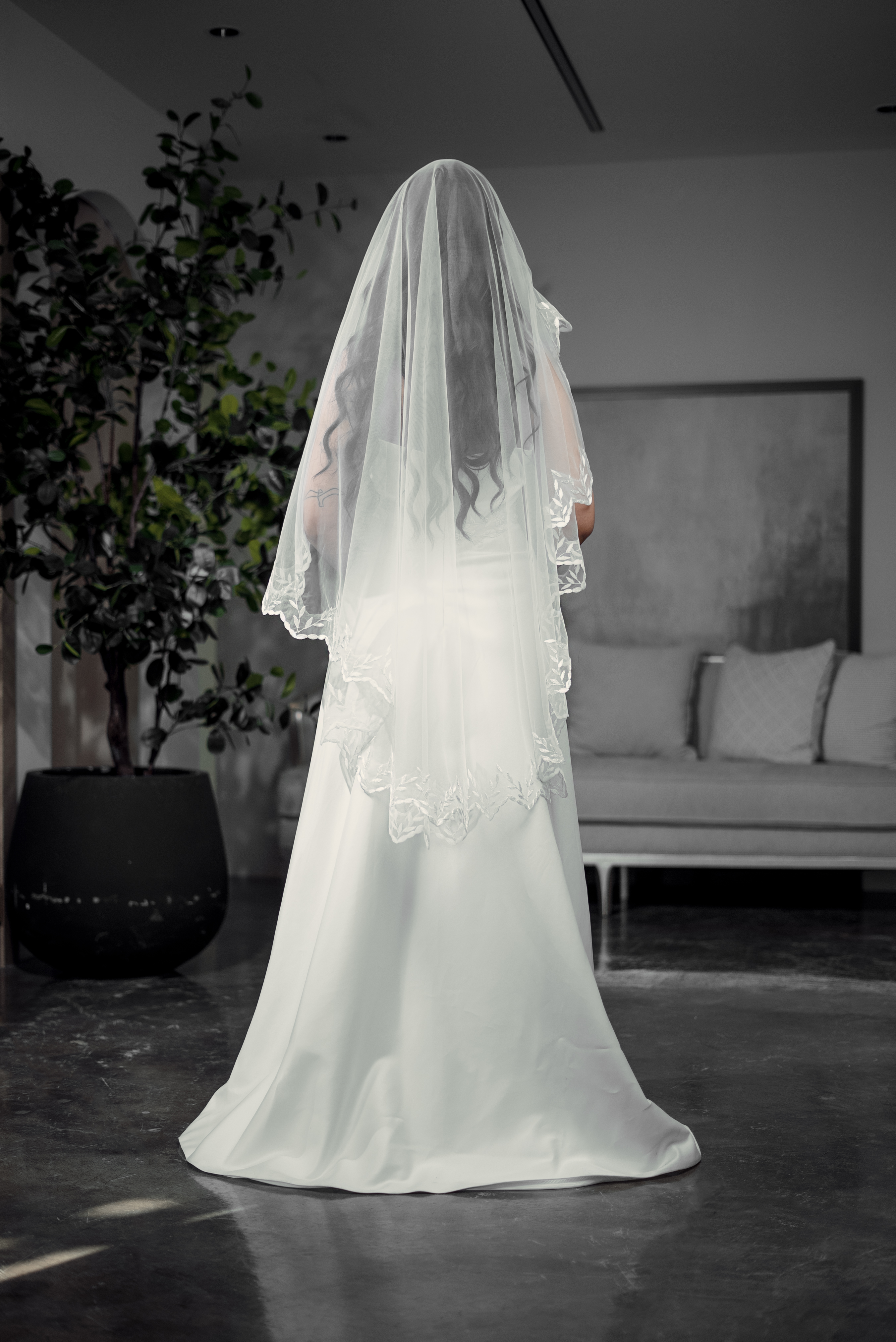 HALTER-NECK LACE A-LINE GOWN