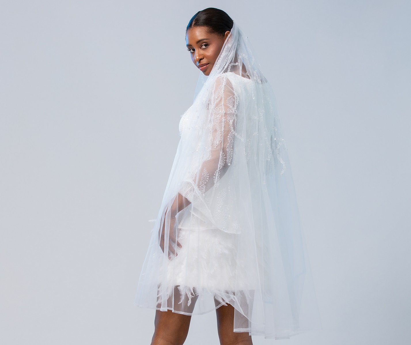 LACE-APPLIQUÉ SHOULDER VEIL