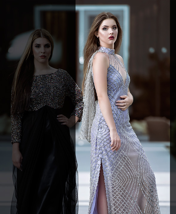 LAVENDER GLIMMER CAPE GOWN