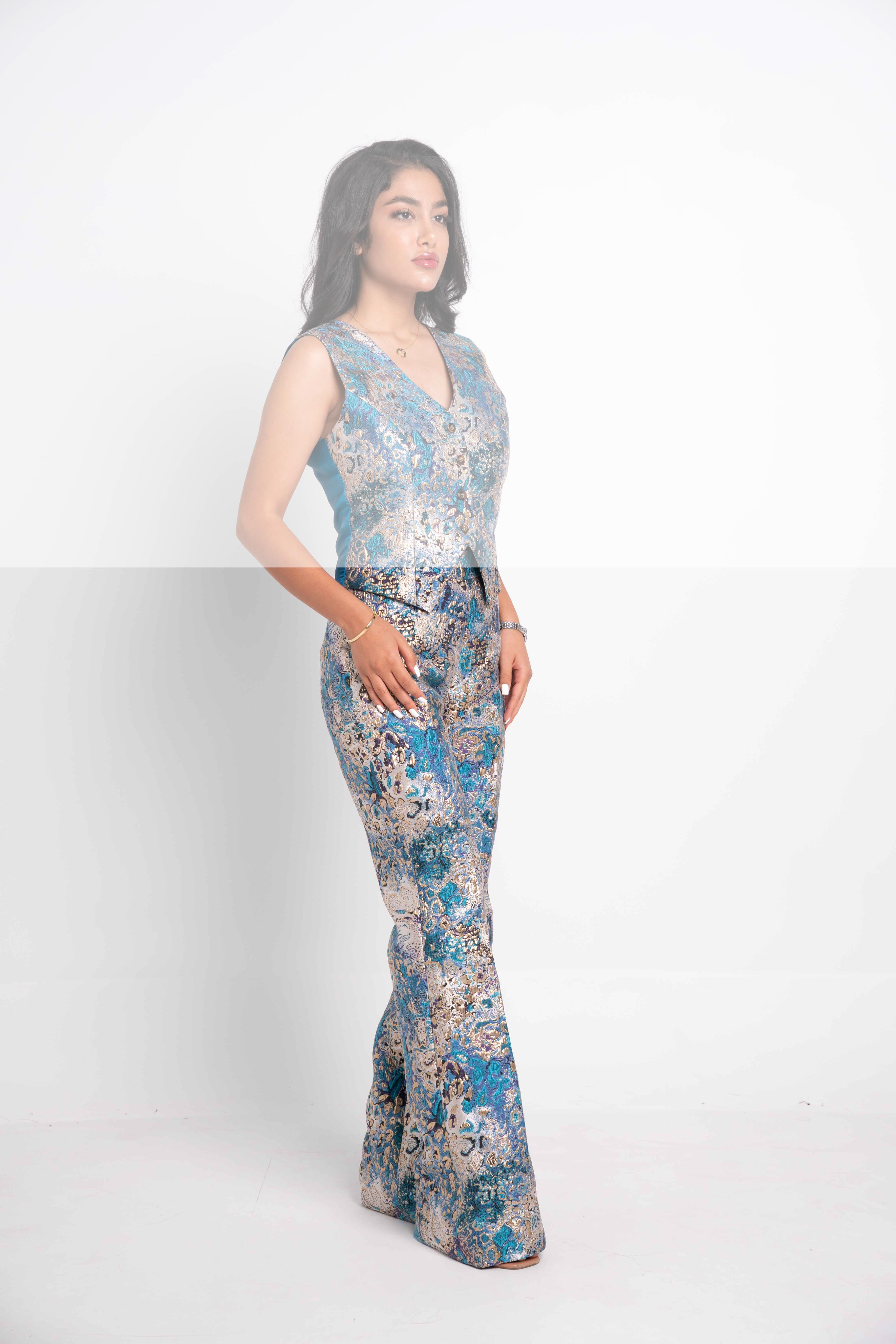 LUXURY METALLIC PRINT TROUSERS