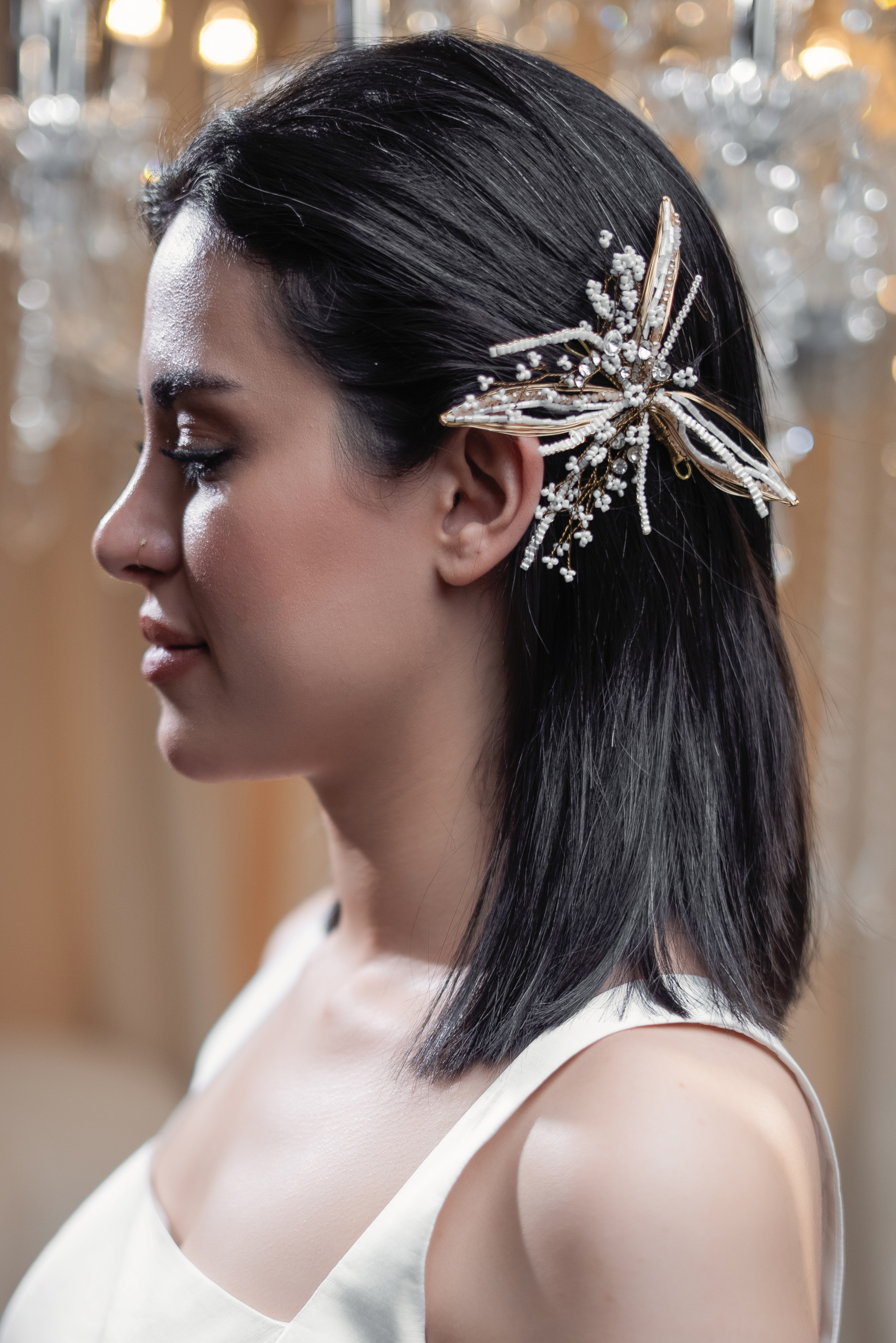METALLIC STARBURST BRIDAL HAIR CLIP