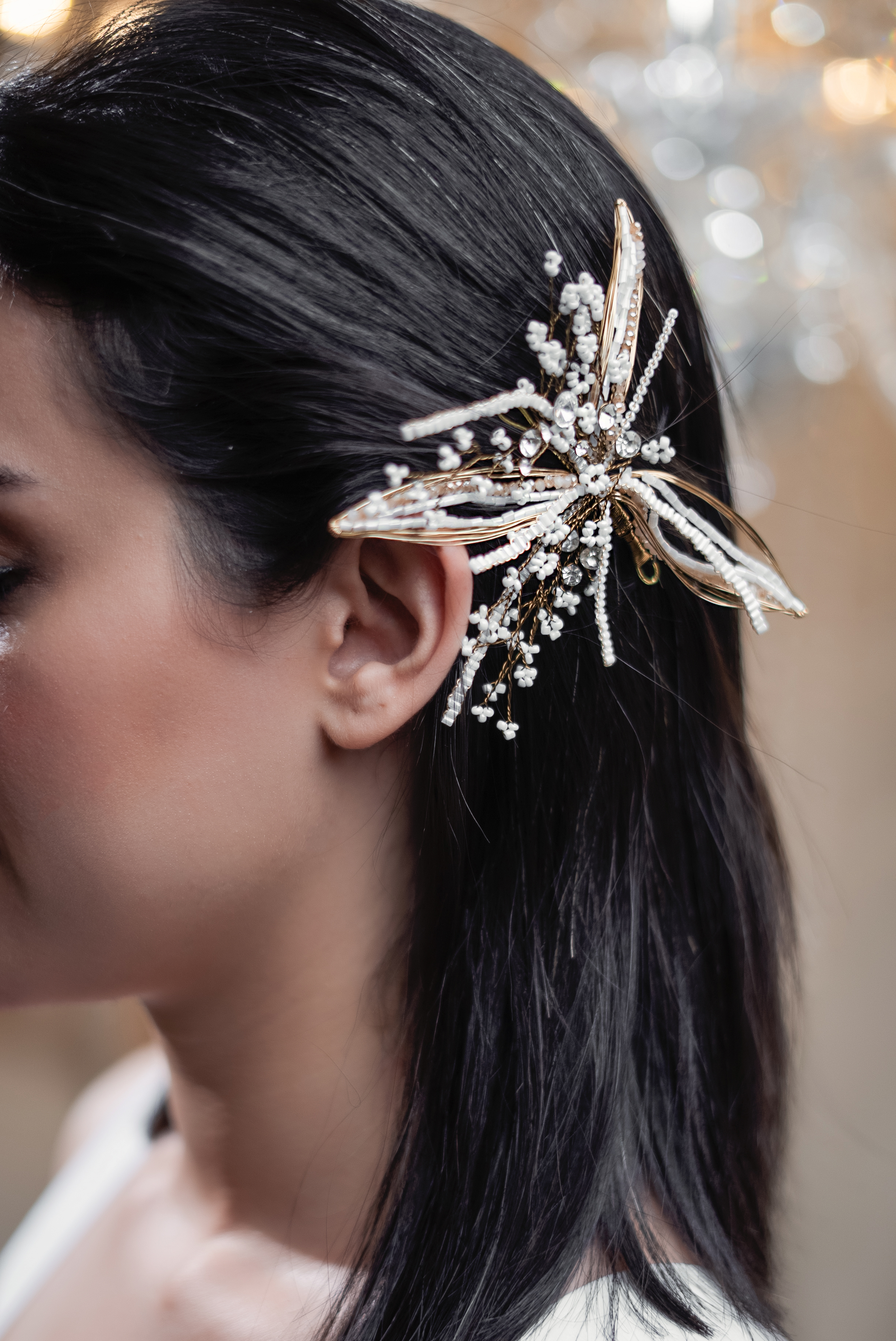 METALLIC STARBURST BRIDAL HAIR CLIP