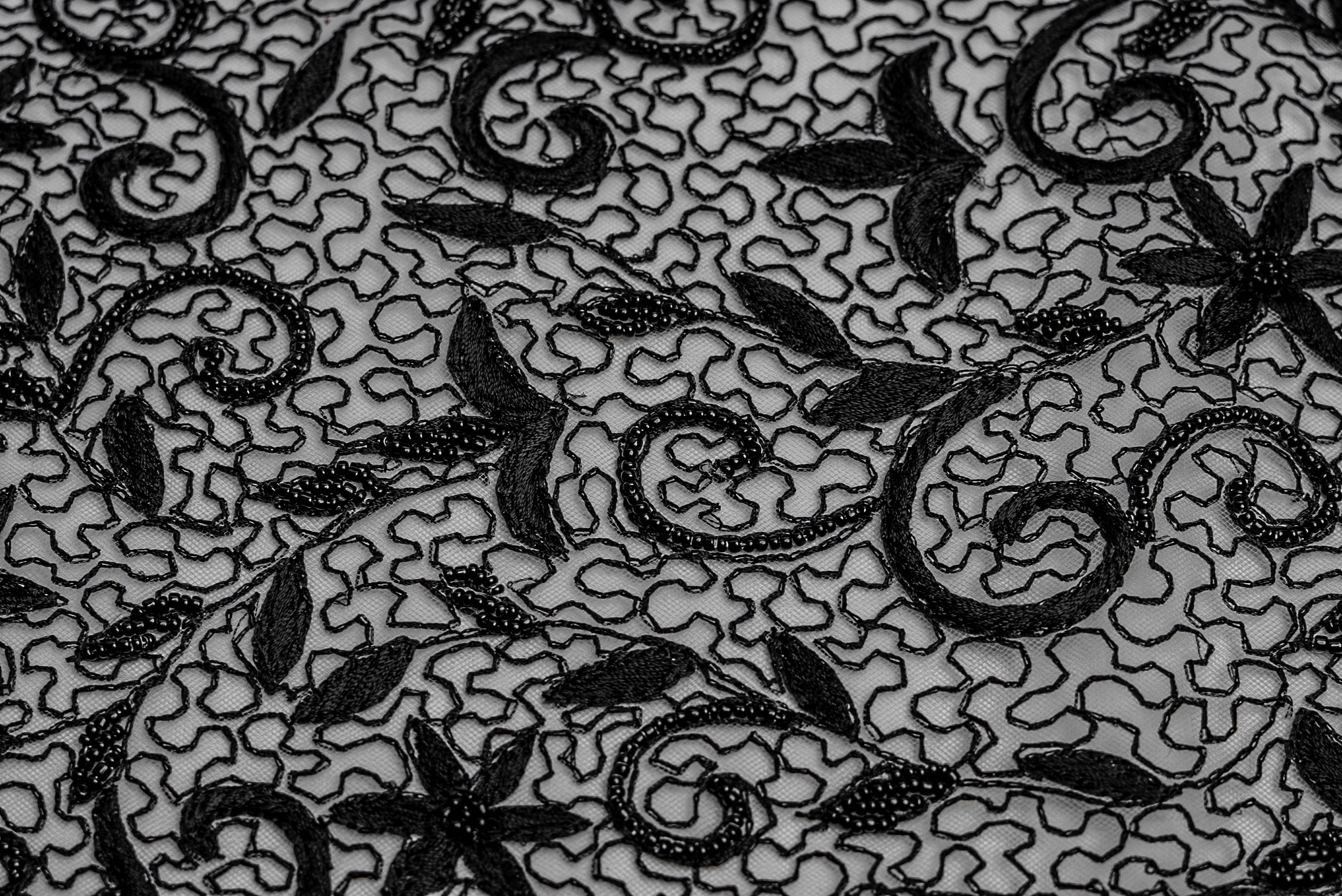 NOIR BAROQUE EMBROIDERED TULLE