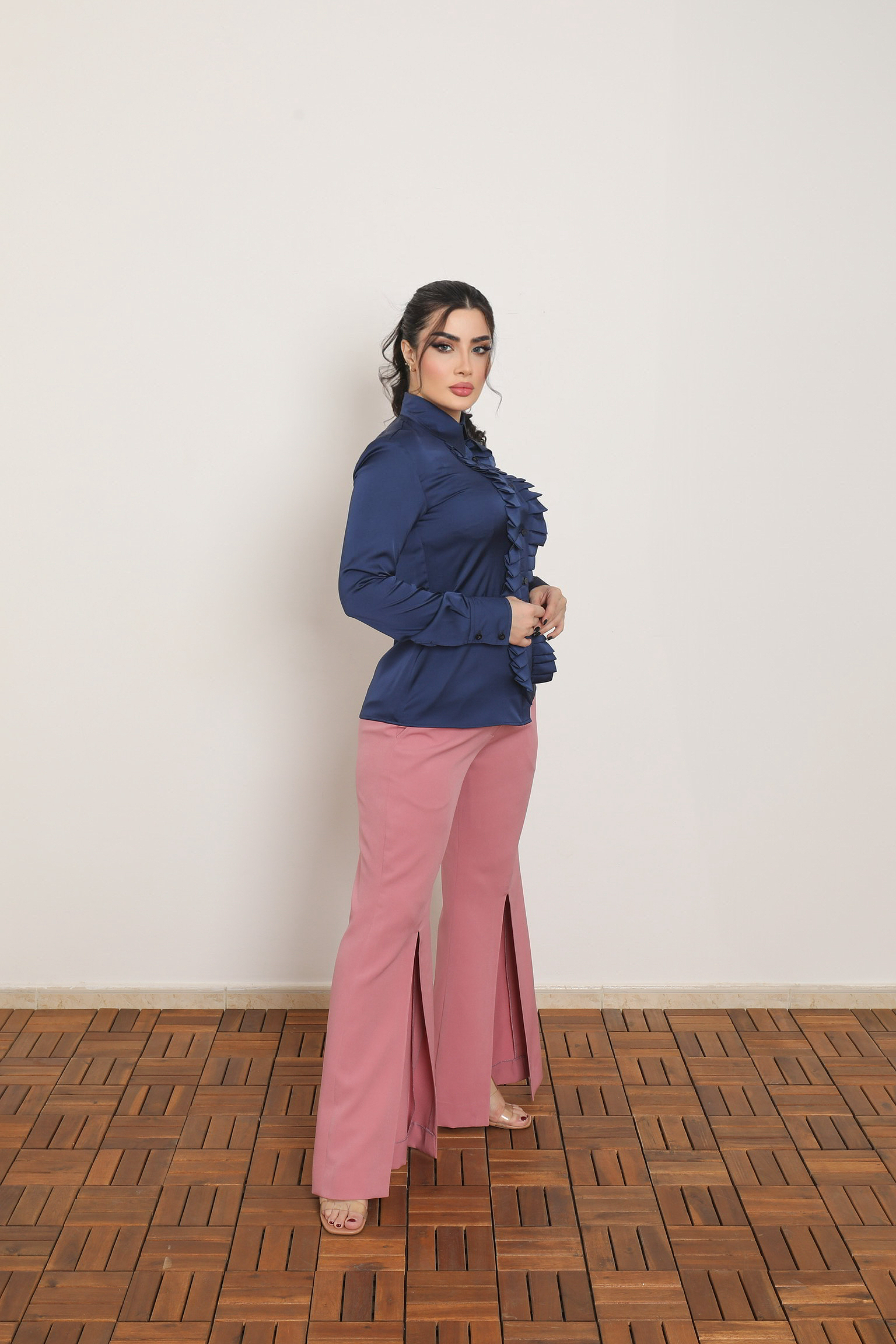 MIDNIGHT RUFFLE BLOUSE