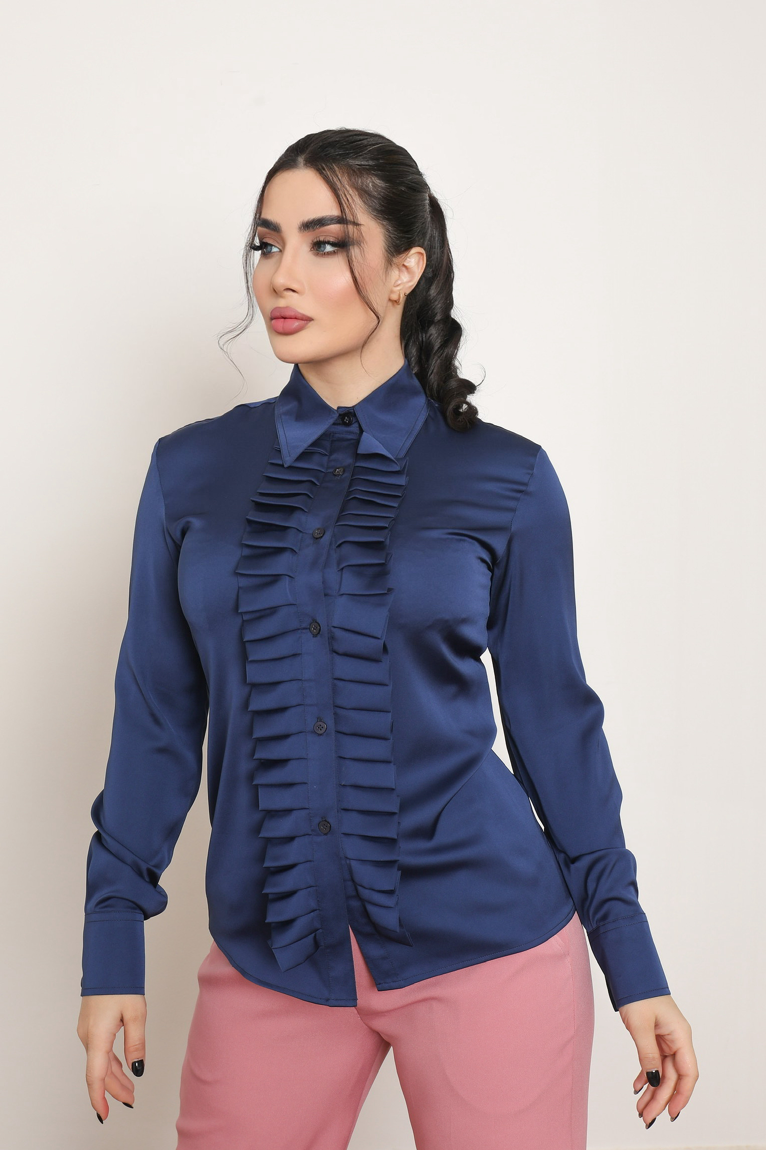 MIDNIGHT RUFFLE BLOUSE