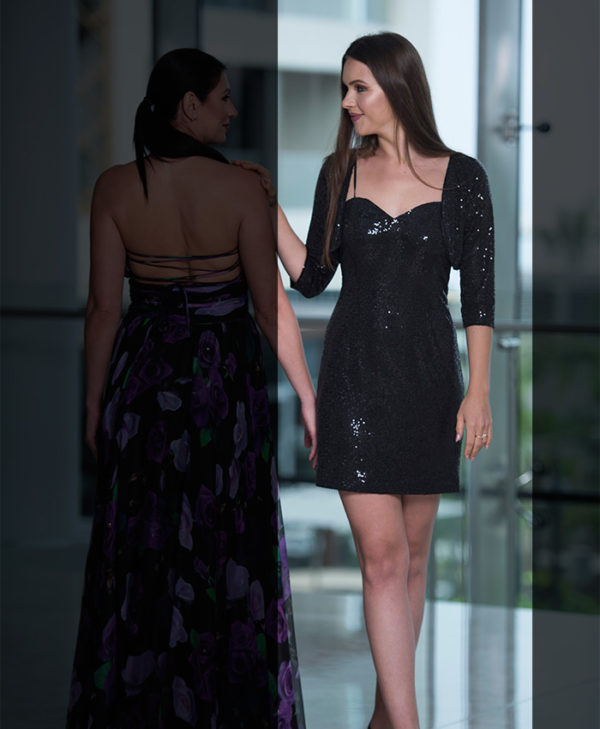 MIDNIGHT SPARKLE SEQUIN MINI DRESS