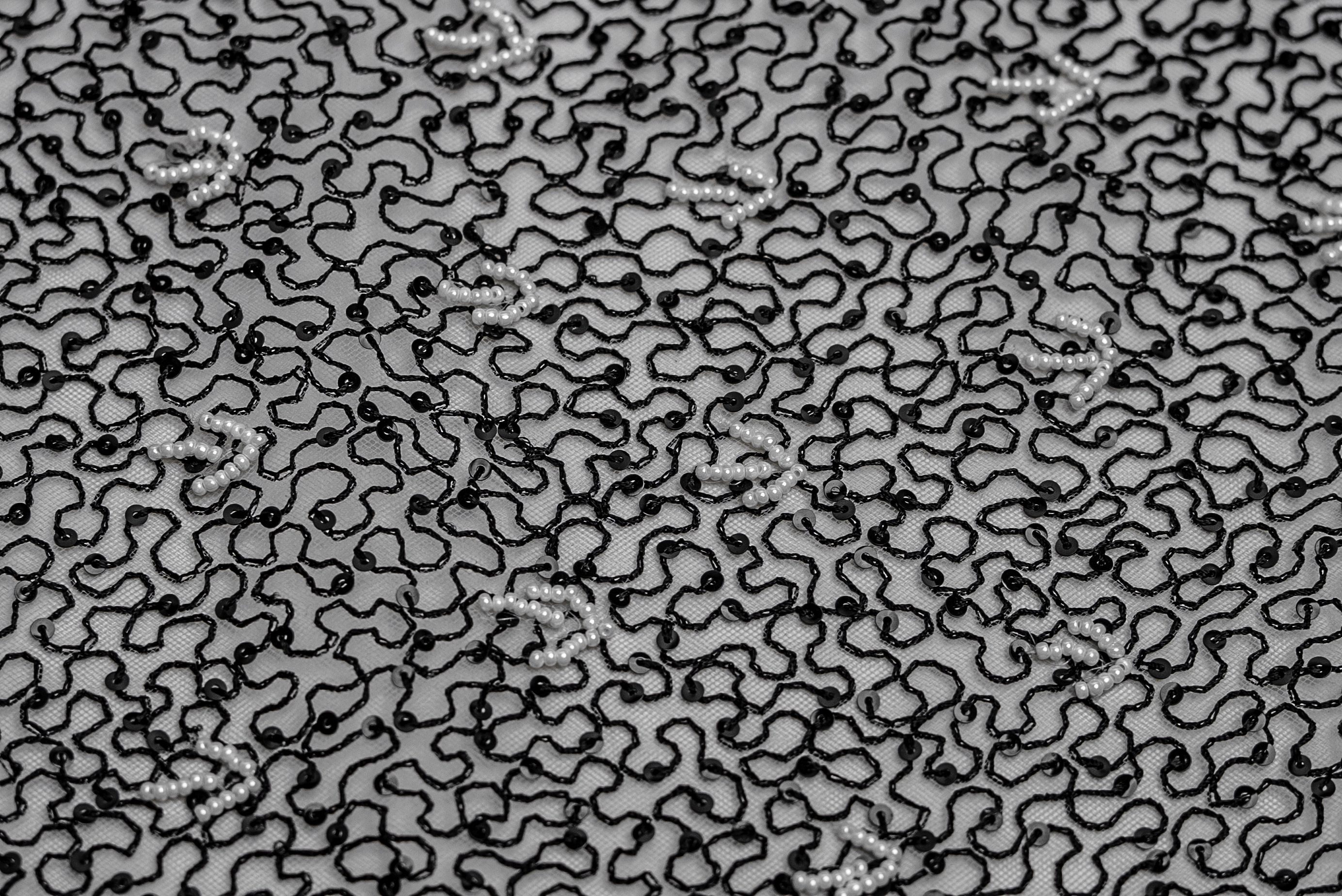 NOIR PEARL EMBROIDERED MESH