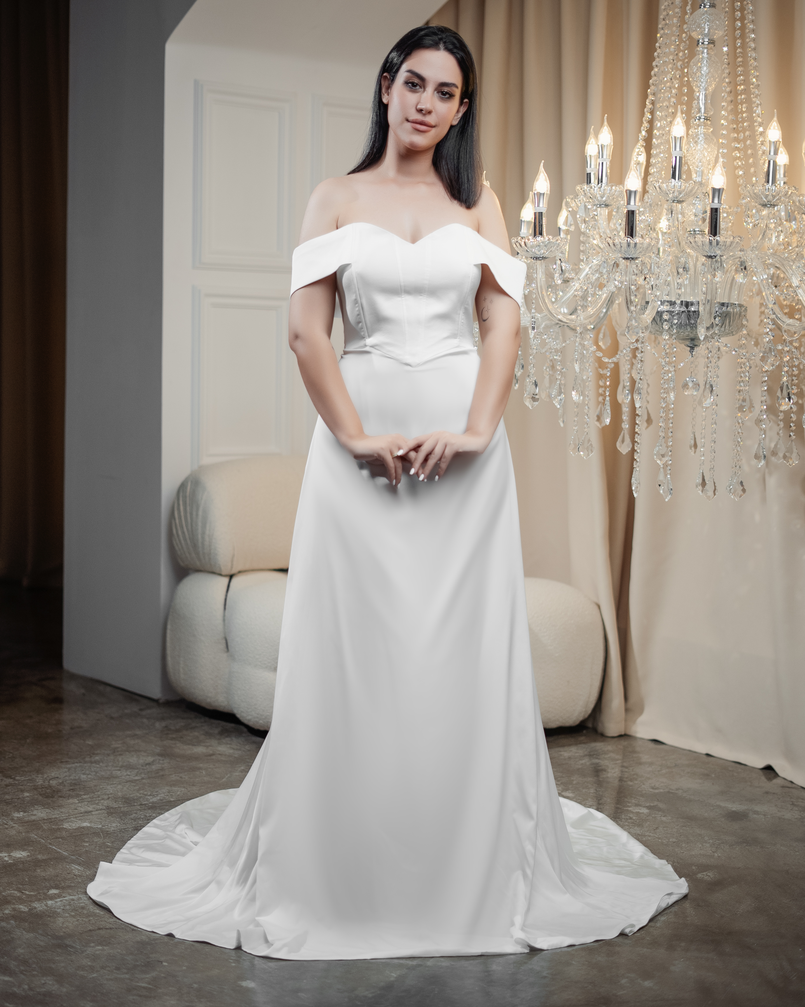 OFF-THE-SHOULDER SWEETHEART A-LINE GOWN