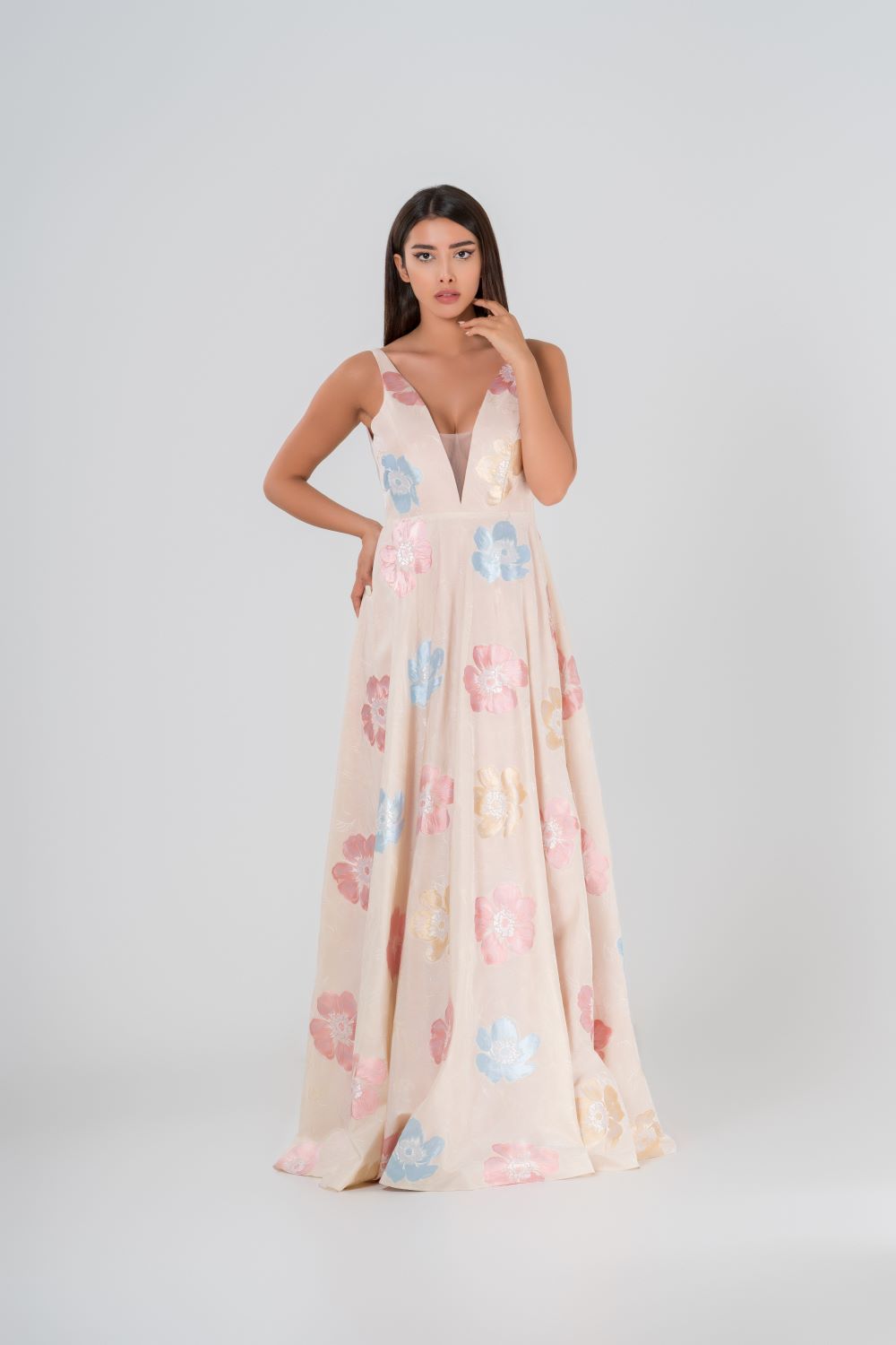 PASTEL BLOSSOM A-LINE GOWN