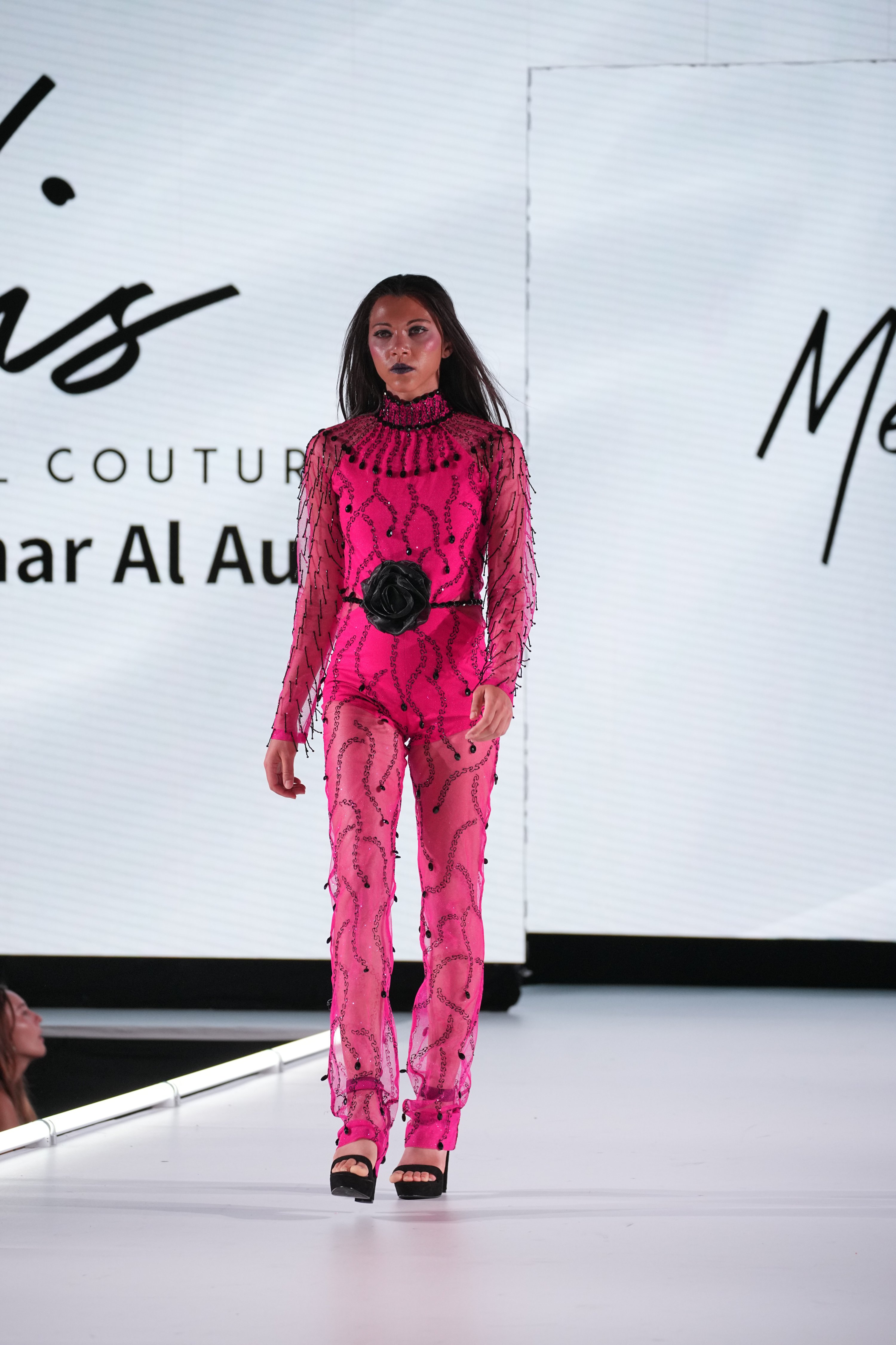 PINK FLAME EMBELLISHED JUMPSUIT