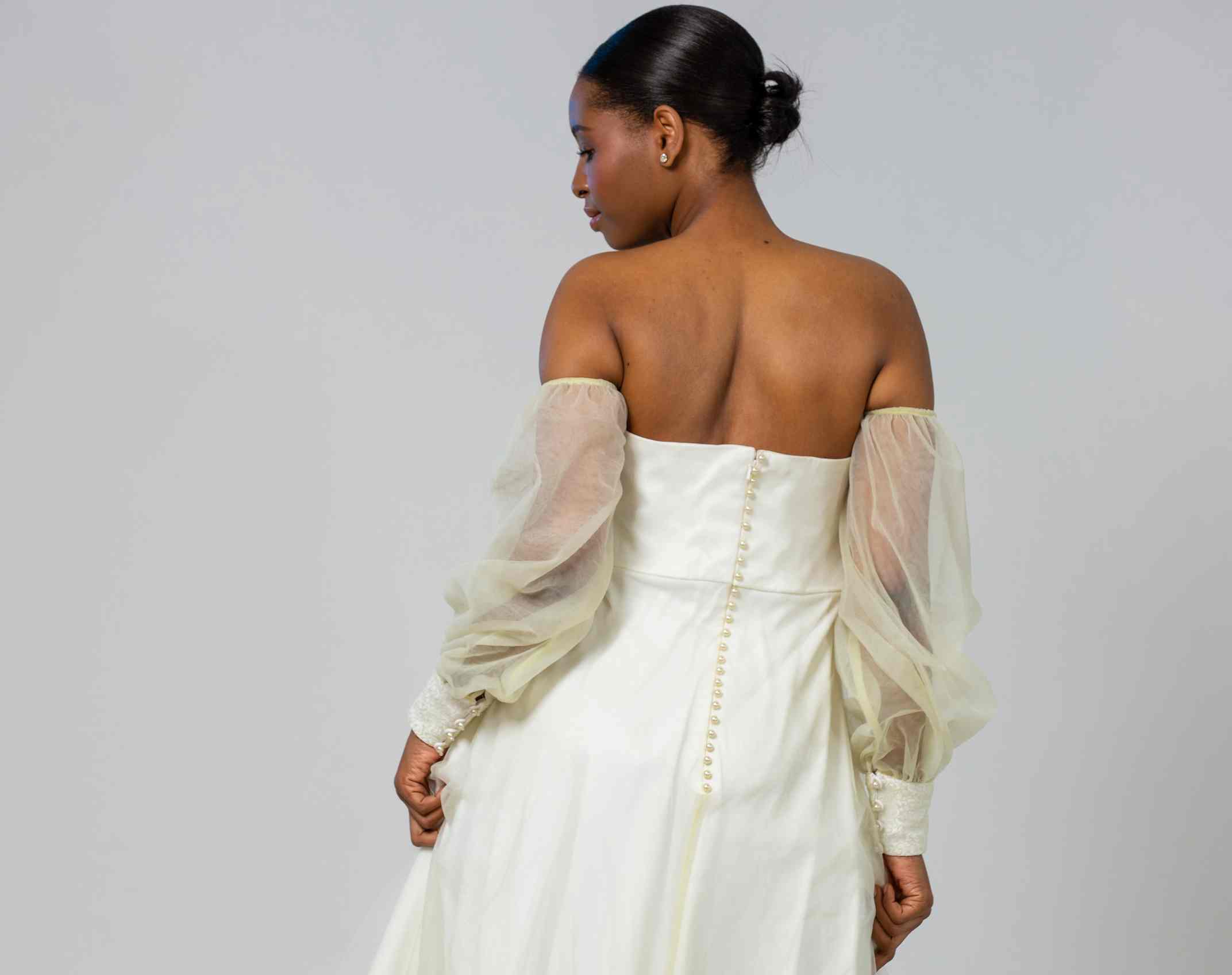ETHEREAL OFF-SHOULDER CHIFFON GOWN