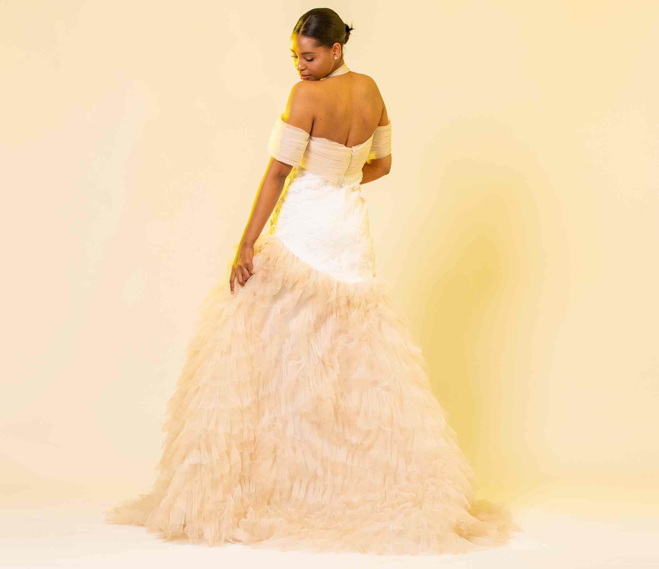RUFFLED TWO-TONE GOWN