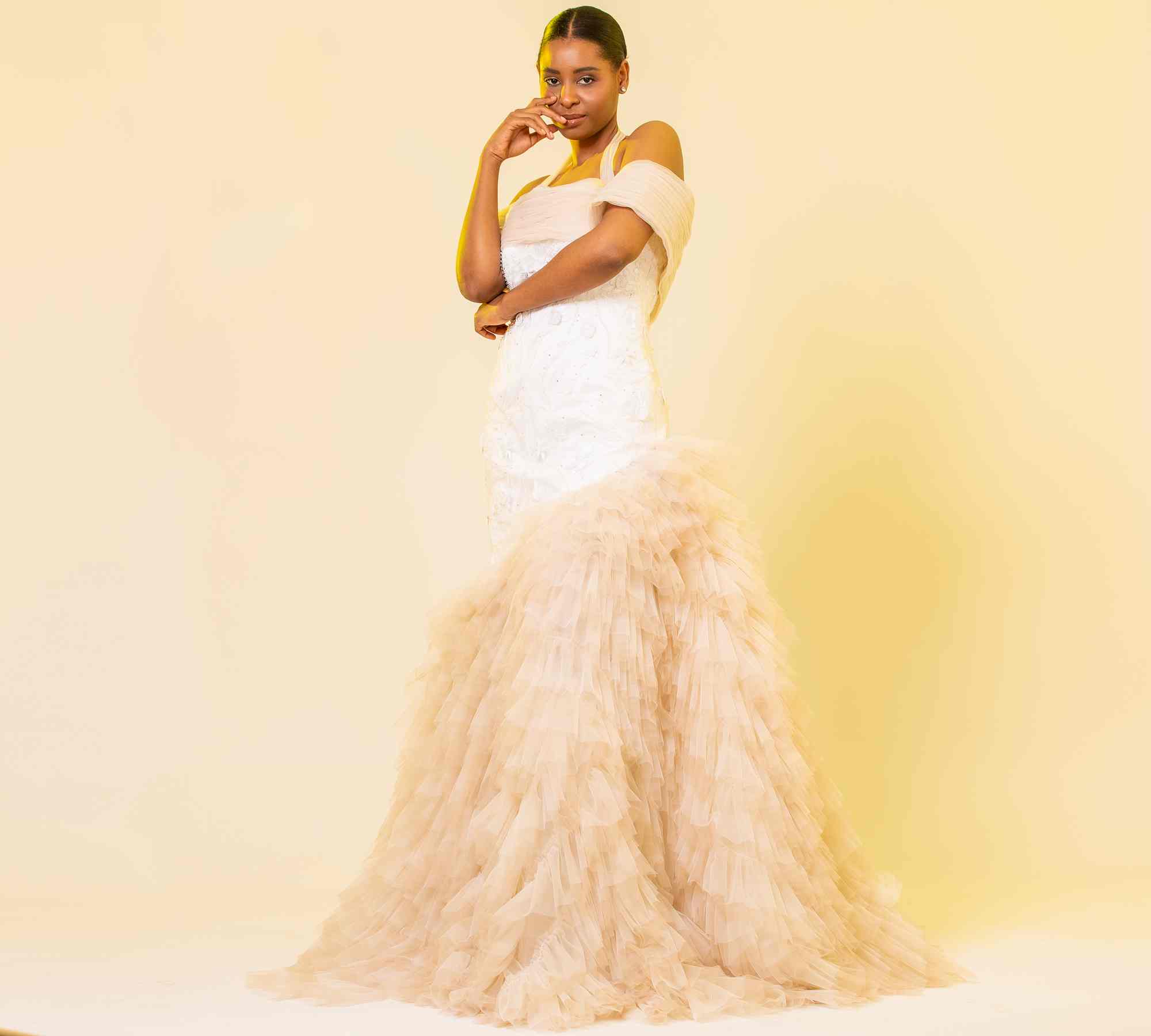 RUFFLED TWO-TONE GOWN