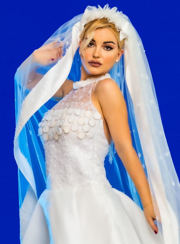 SATIN-TRIMMED EMBROIDERED VEIL