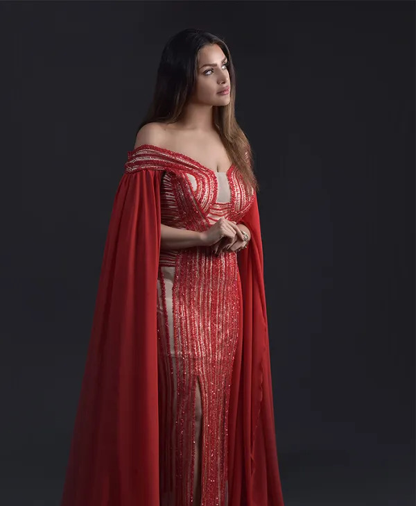 SCARLET REGAL CAPE GOWN