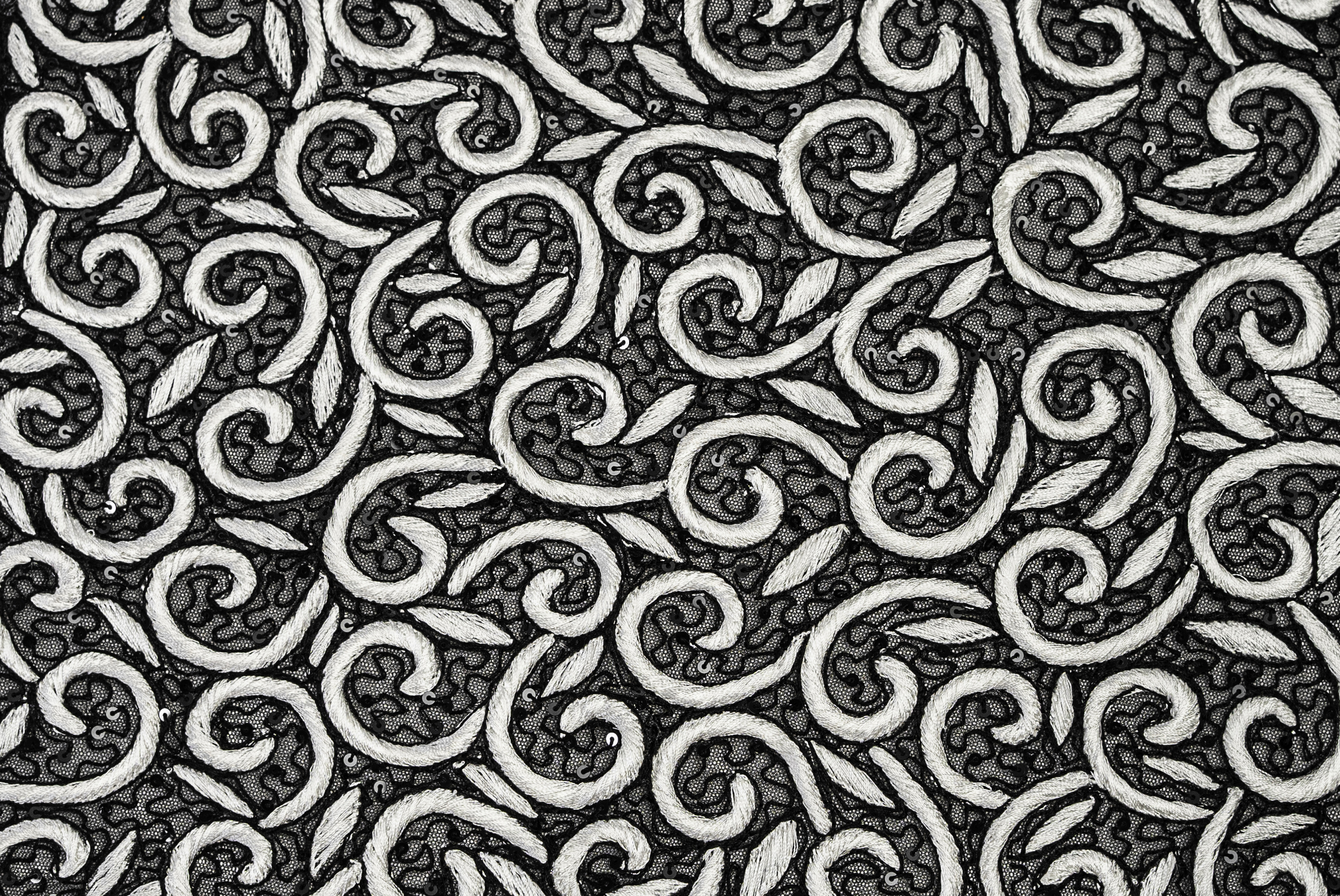 SCROLL VINE EMBROIDERED MESH